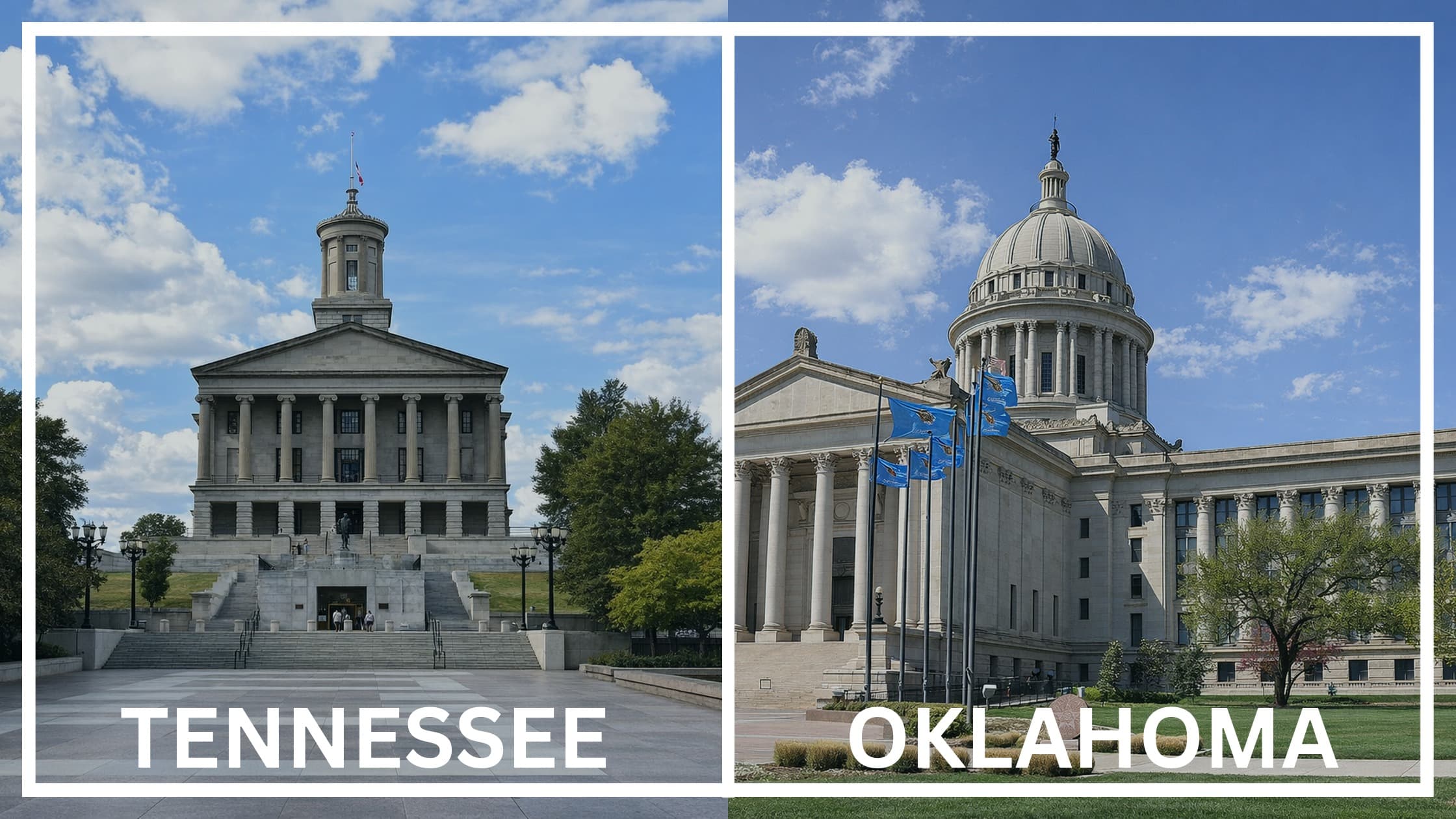 Comparing the state capitol buildings between Tennessee and Oklahoma.