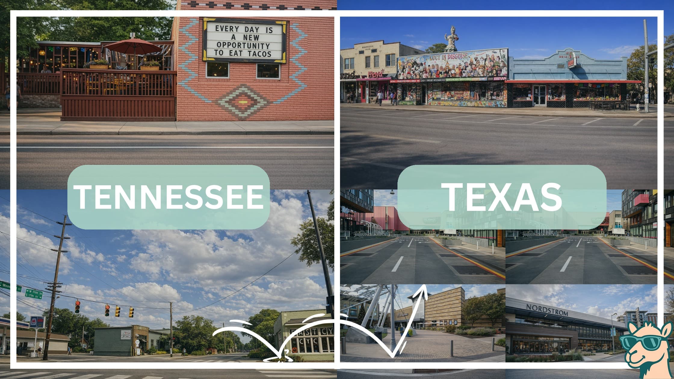 comparison of hotspots between neighborhoods in Tennessee and Texas
