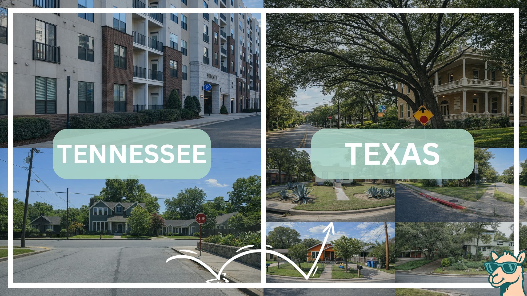 comparison of housing options and types between neighborhoods in Tennessee and Texas