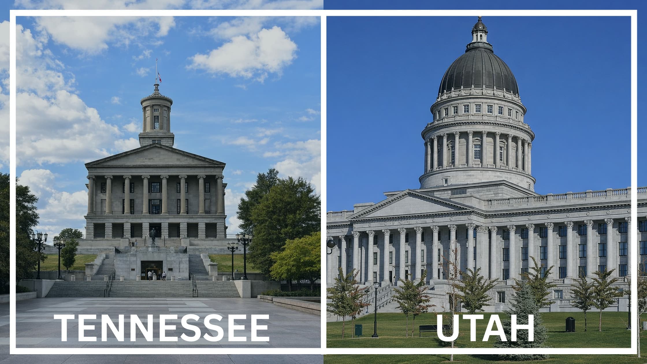 Comparing the state capitol buildings between Tennessee and Utah.