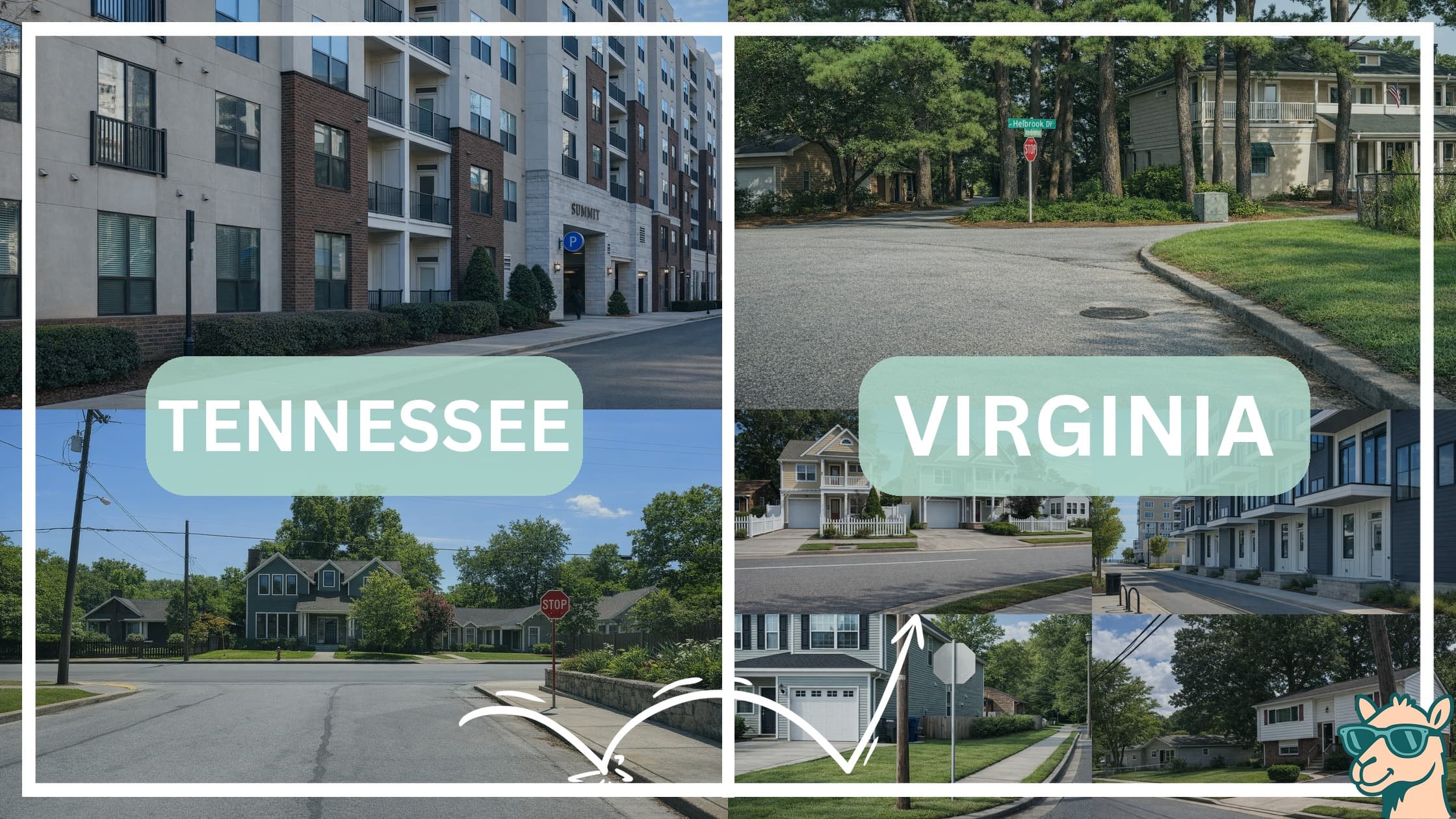 comparison of housing options and types between neighborhoods in Tennessee and Virginia