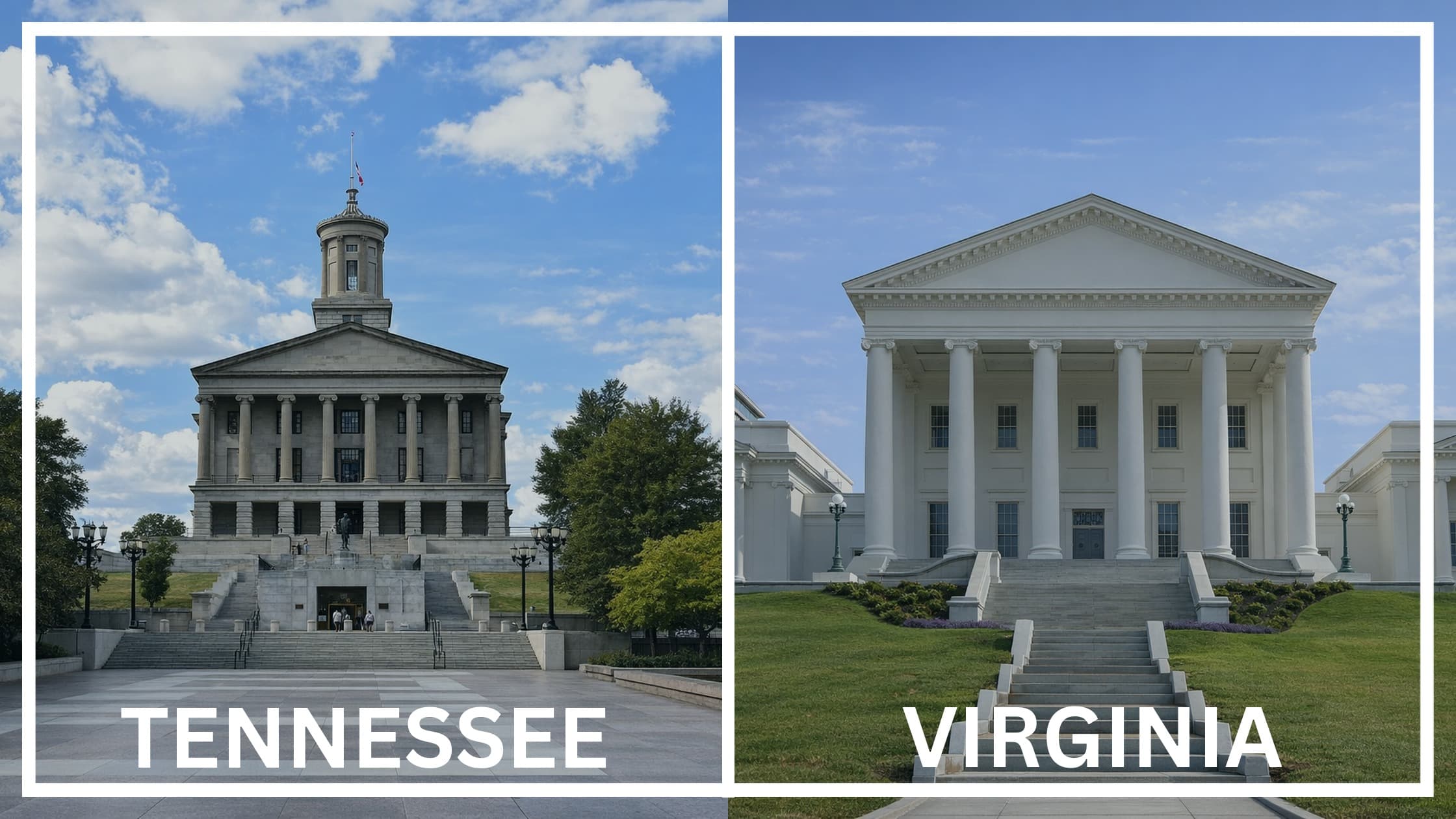 Comparing the state capitol buildings between Tennessee and Virginia.