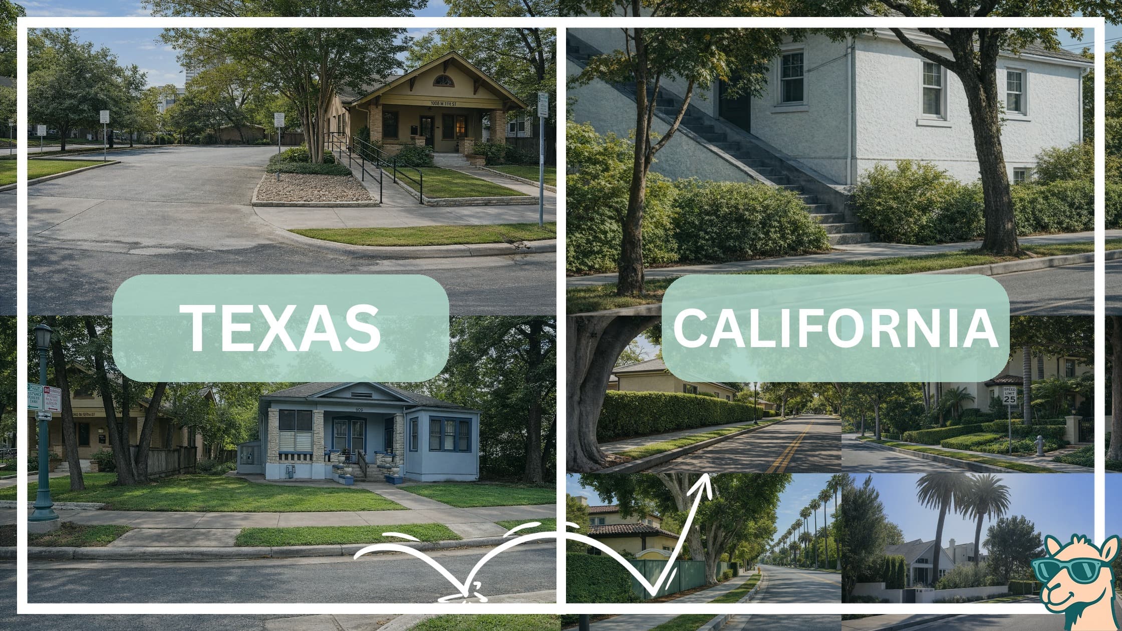 comparison of housing options and types between neighborhoods in Texas and California