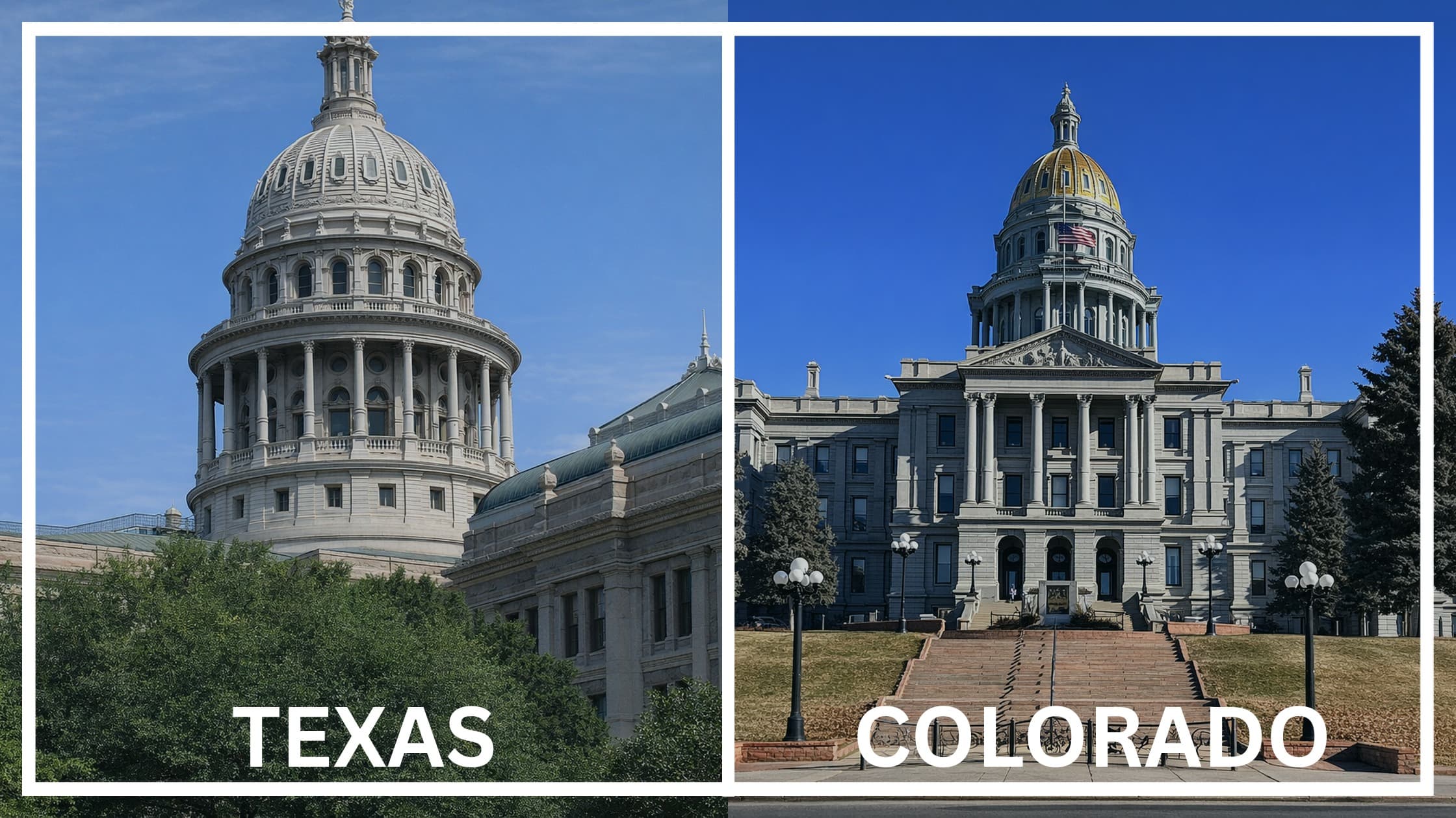 Comparing the state capitol buildings between Texas and Colorado.