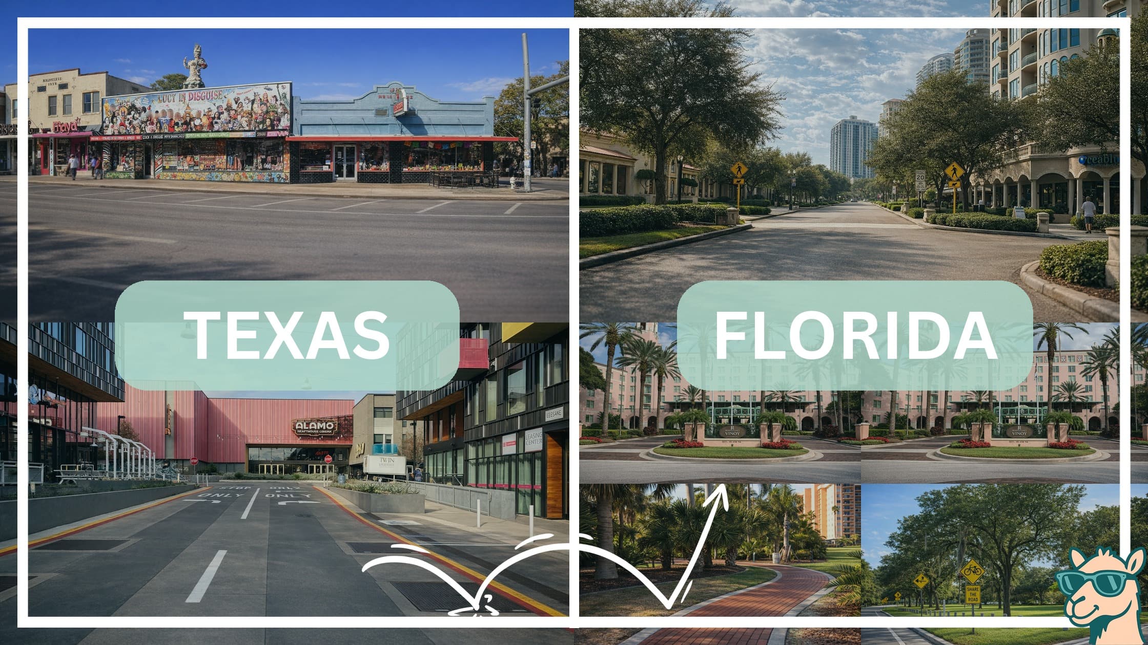 comparison of hotspots between neighborhoods in Texas and Florida