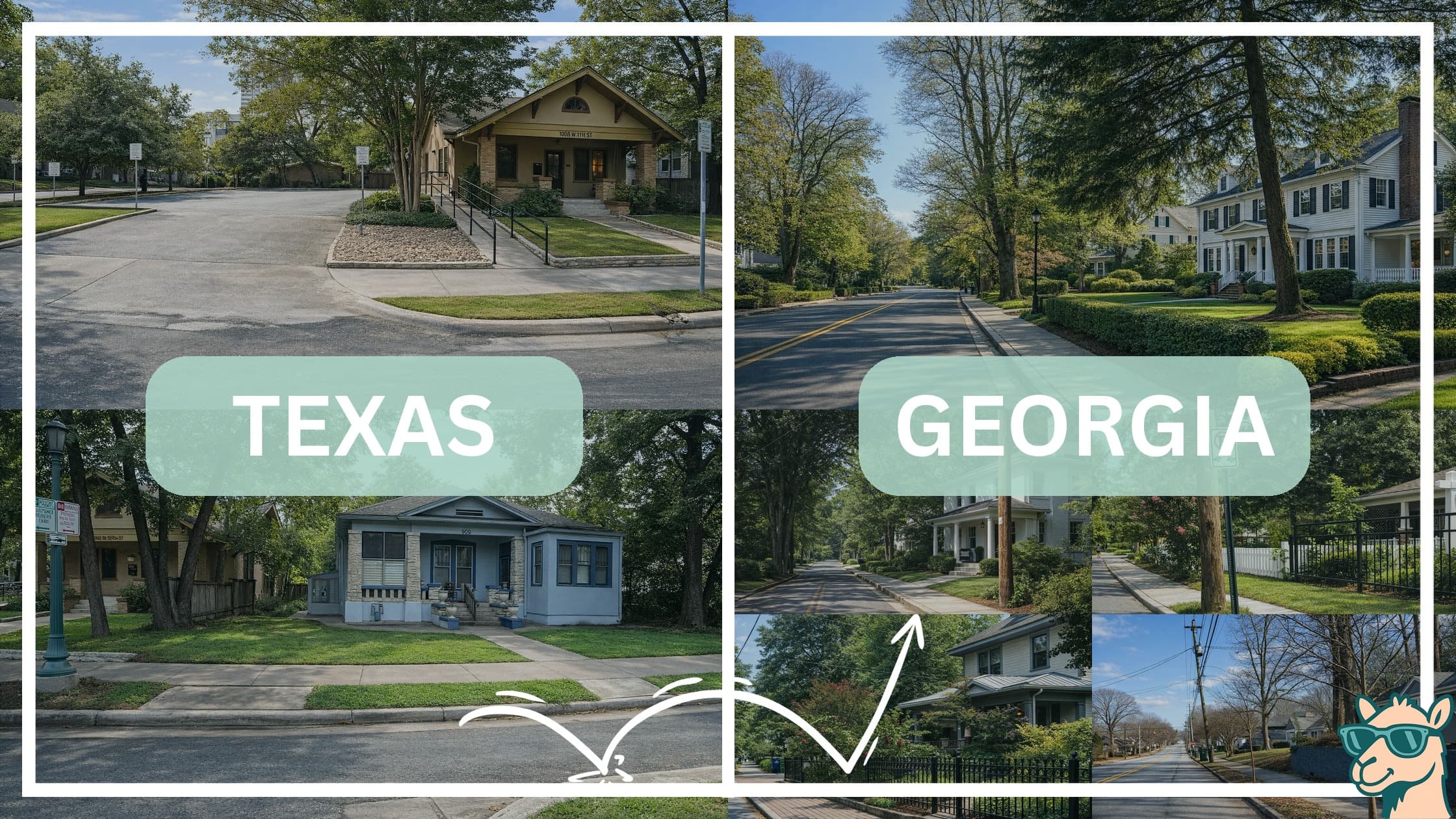 comparison of housing options and types between neighborhoods in Texas and Georgia
