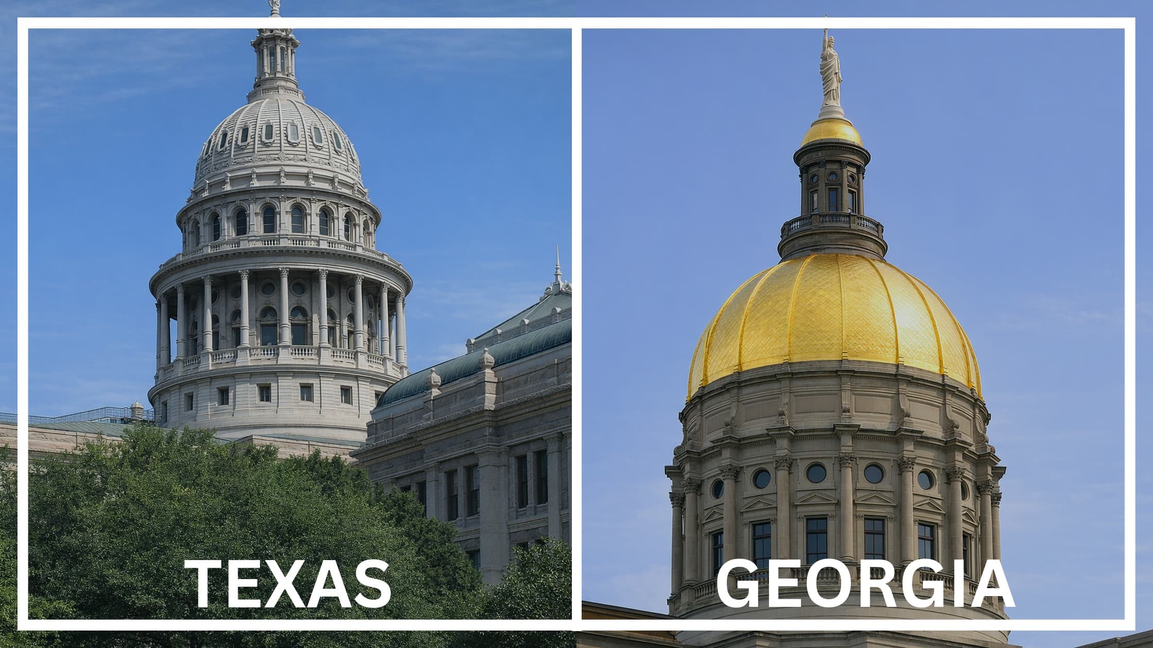 Comparing the state capitol buildings between Texas and Georgia.