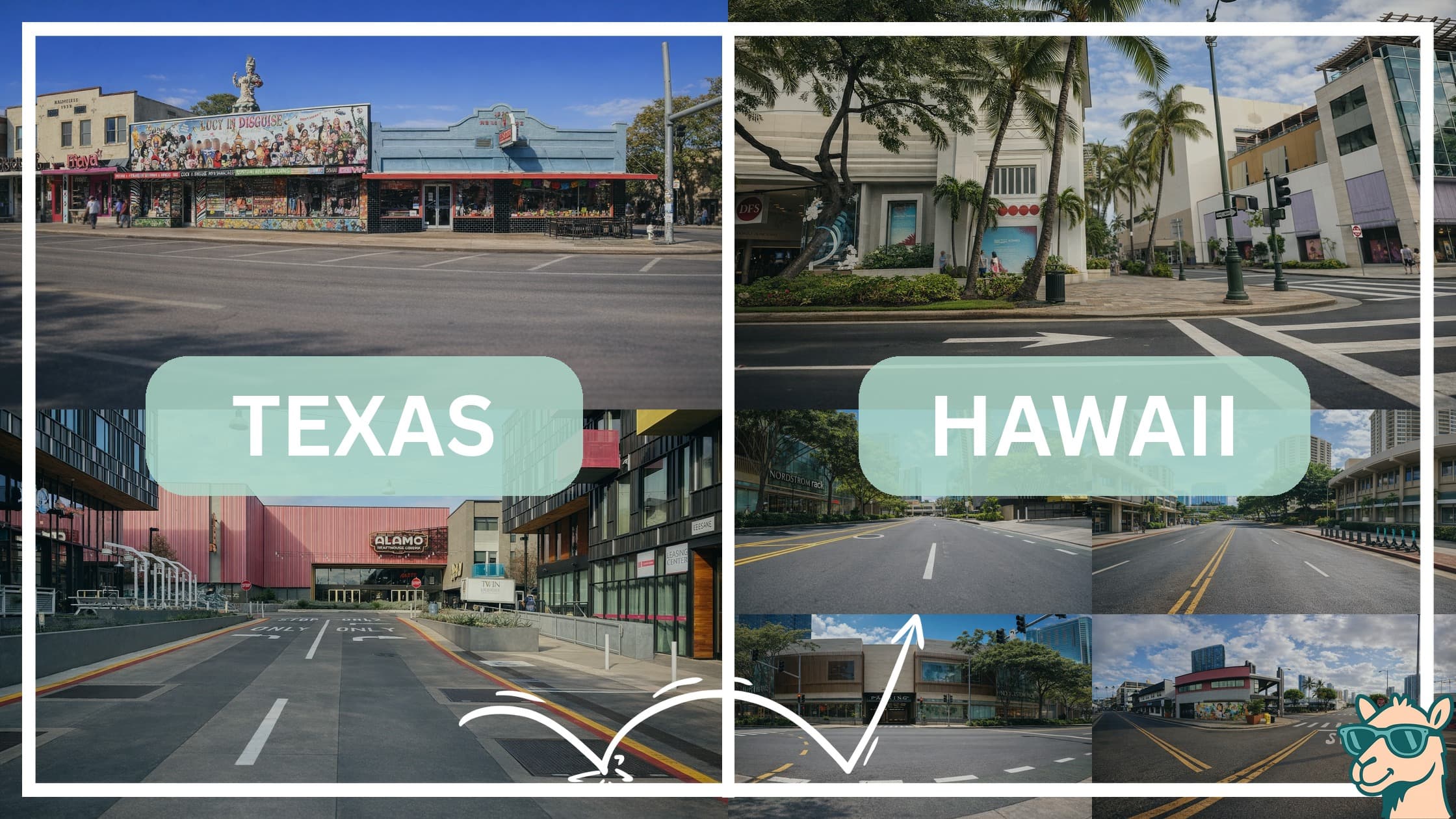 comparison of hotspots between neighborhoods in Texas and Hawaii