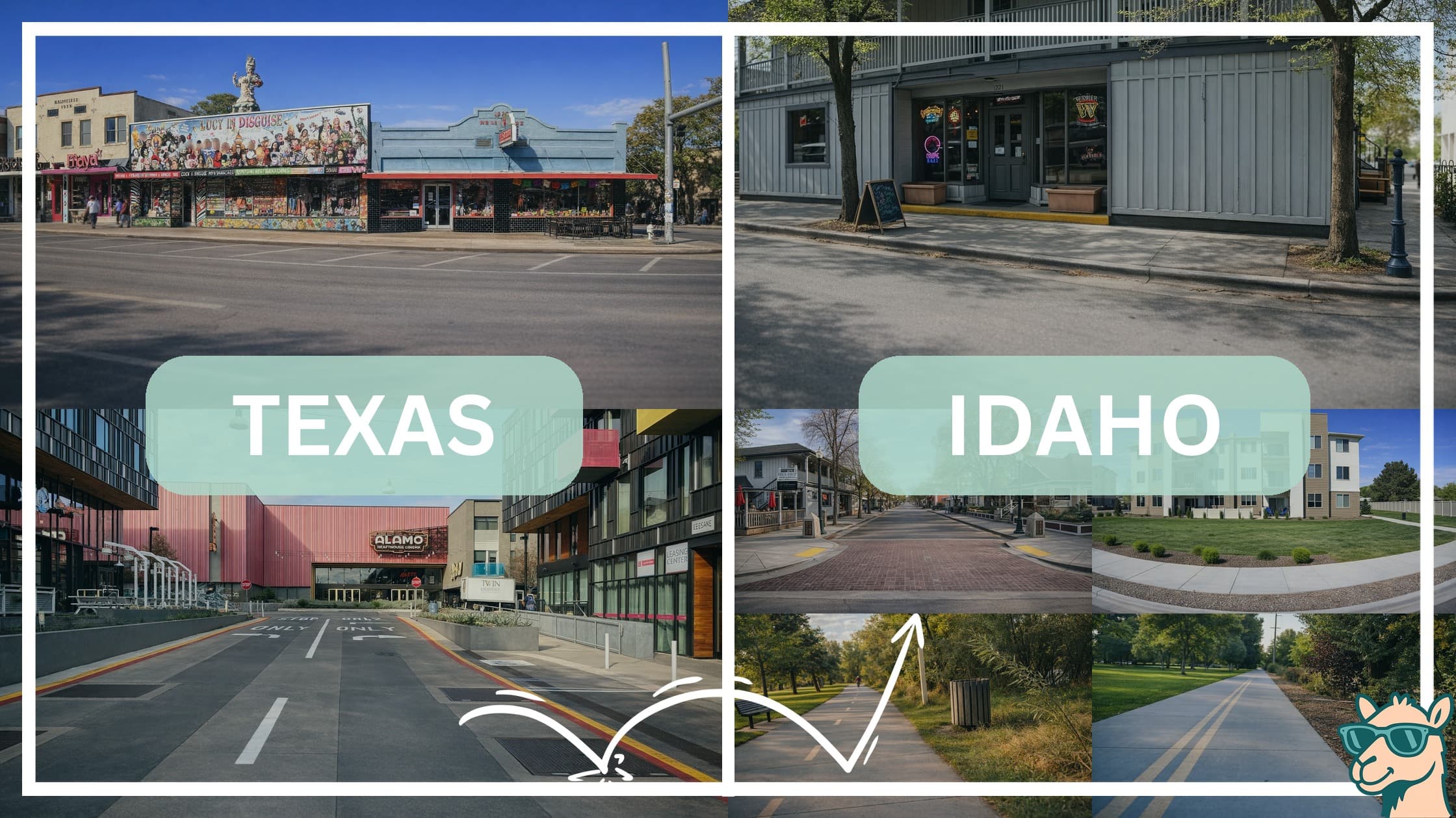 comparison of hotspots between neighborhoods in Texas and Idaho