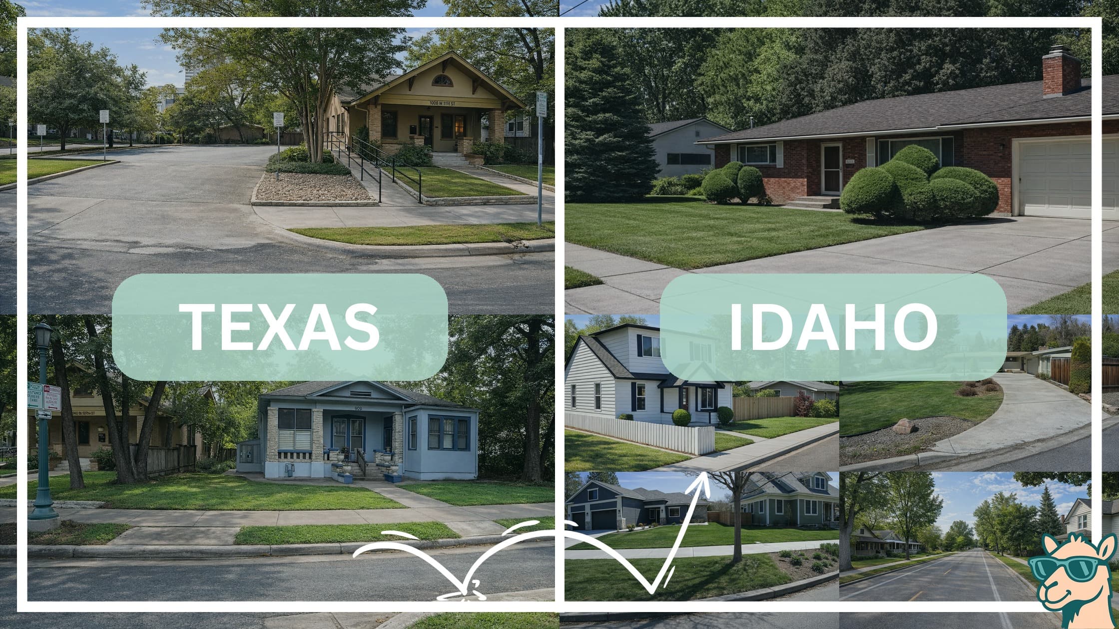 comparison of housing options and types between neighborhoods in Texas and Idaho