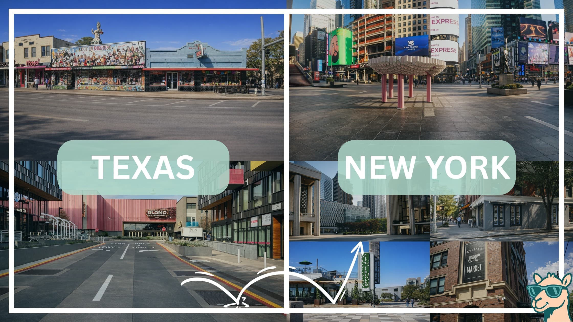 comparison of hotspots between neighborhoods in Texas and New York