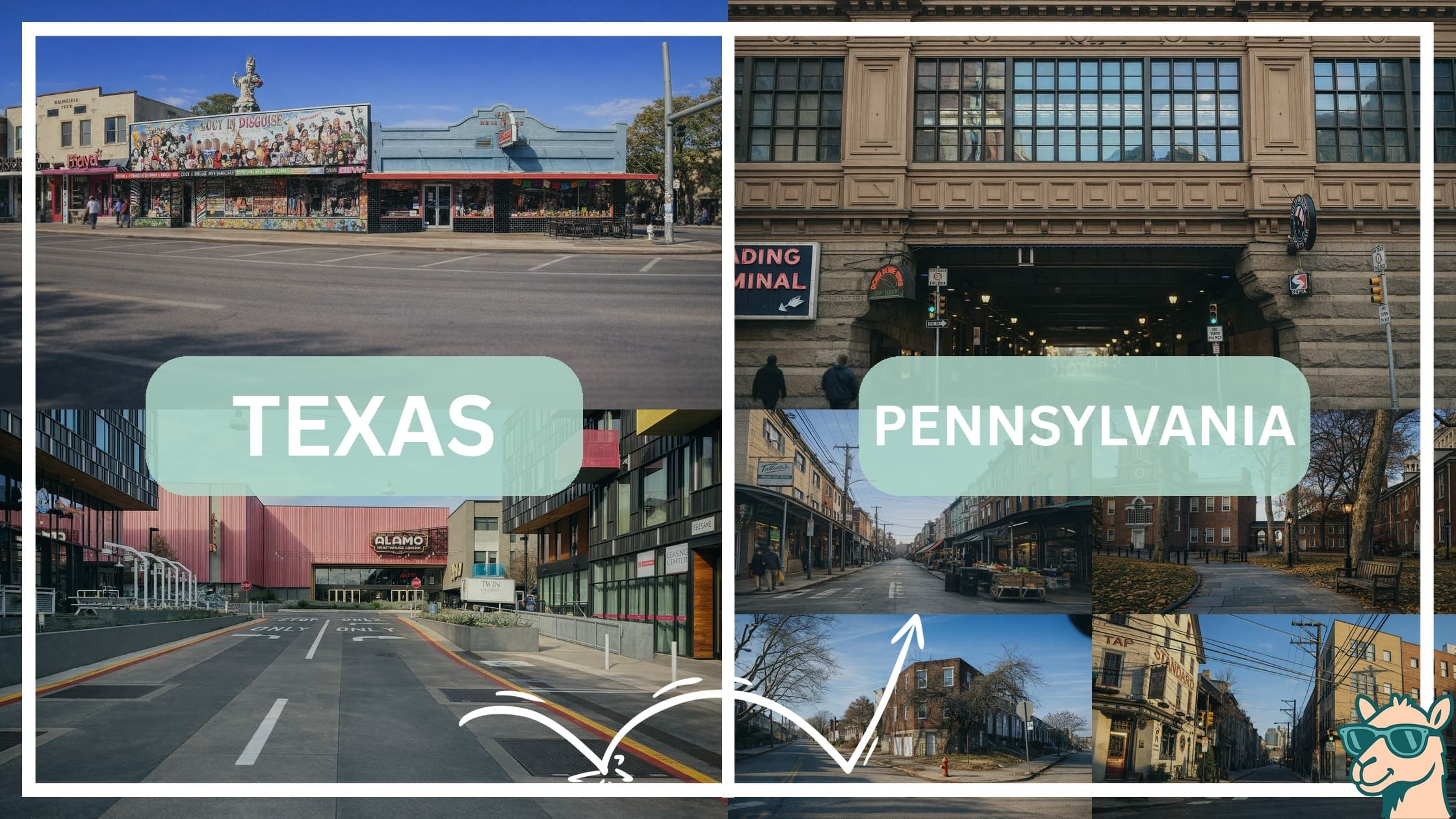 comparison of hotspots between neighborhoods in Texas and Pennsylvania