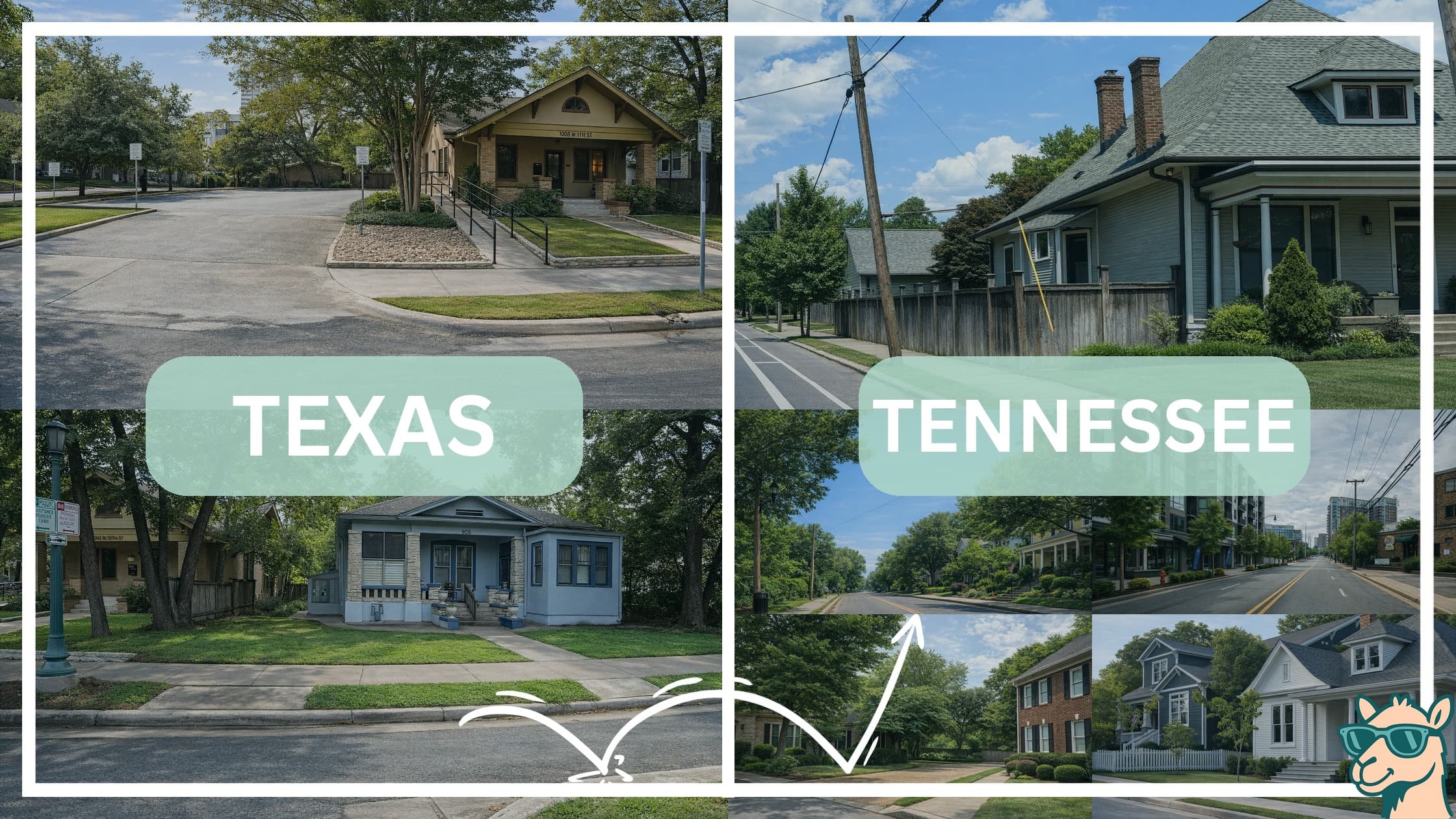 comparison of housing options and types between neighborhoods in Texas and Tennessee