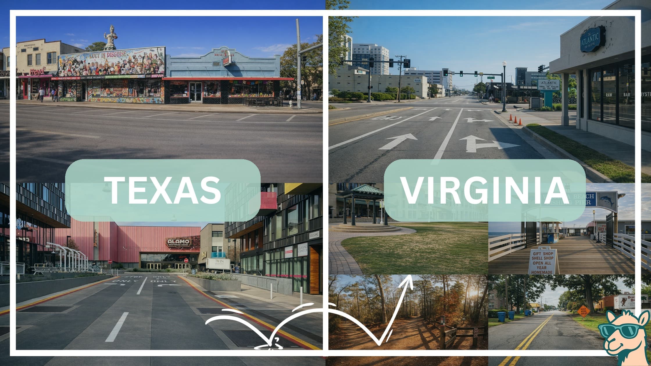 comparison of hotspots between neighborhoods in Texas and Virginia
