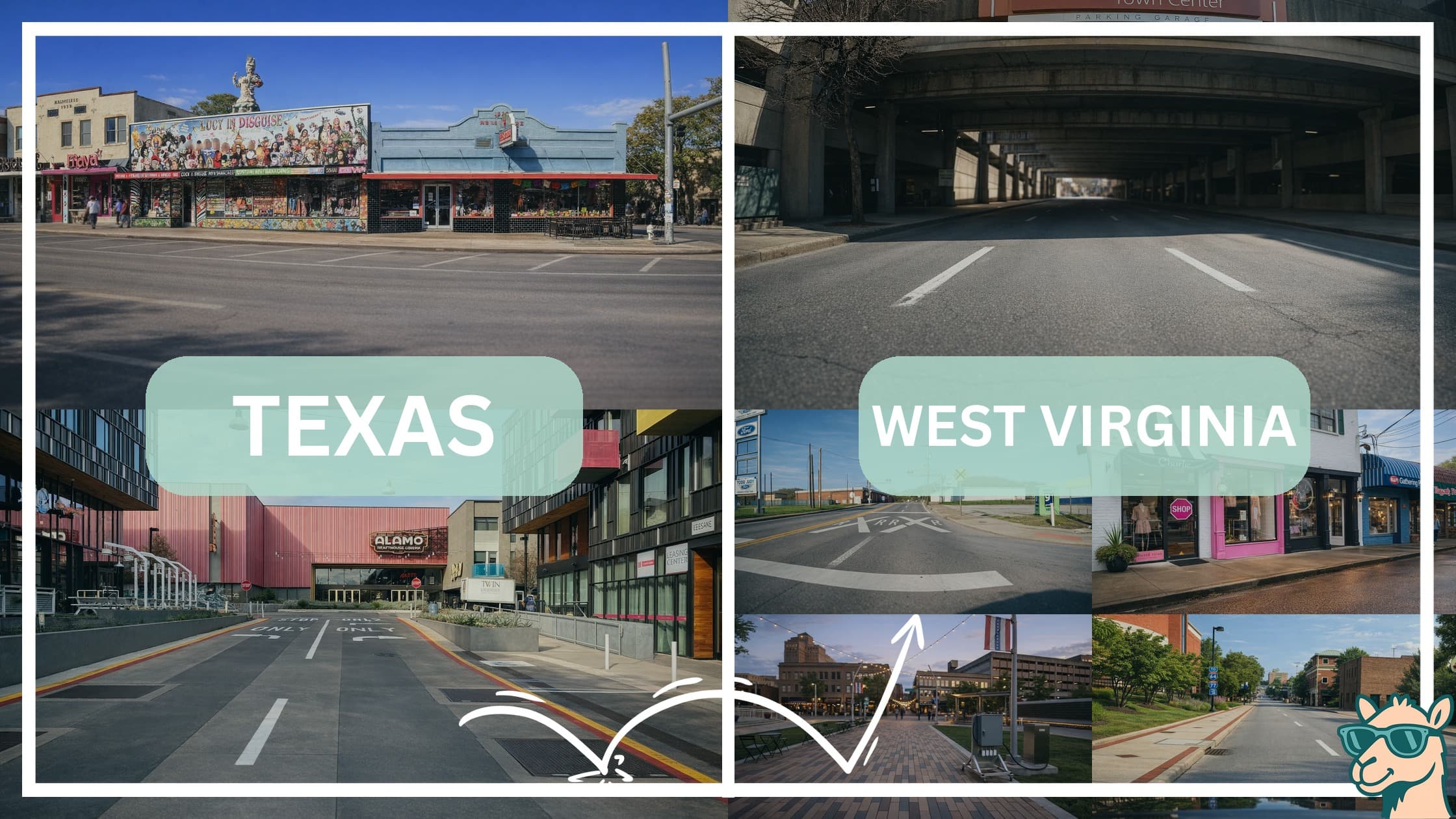 comparison of hotspots between neighborhoods in Texas and West Virginia