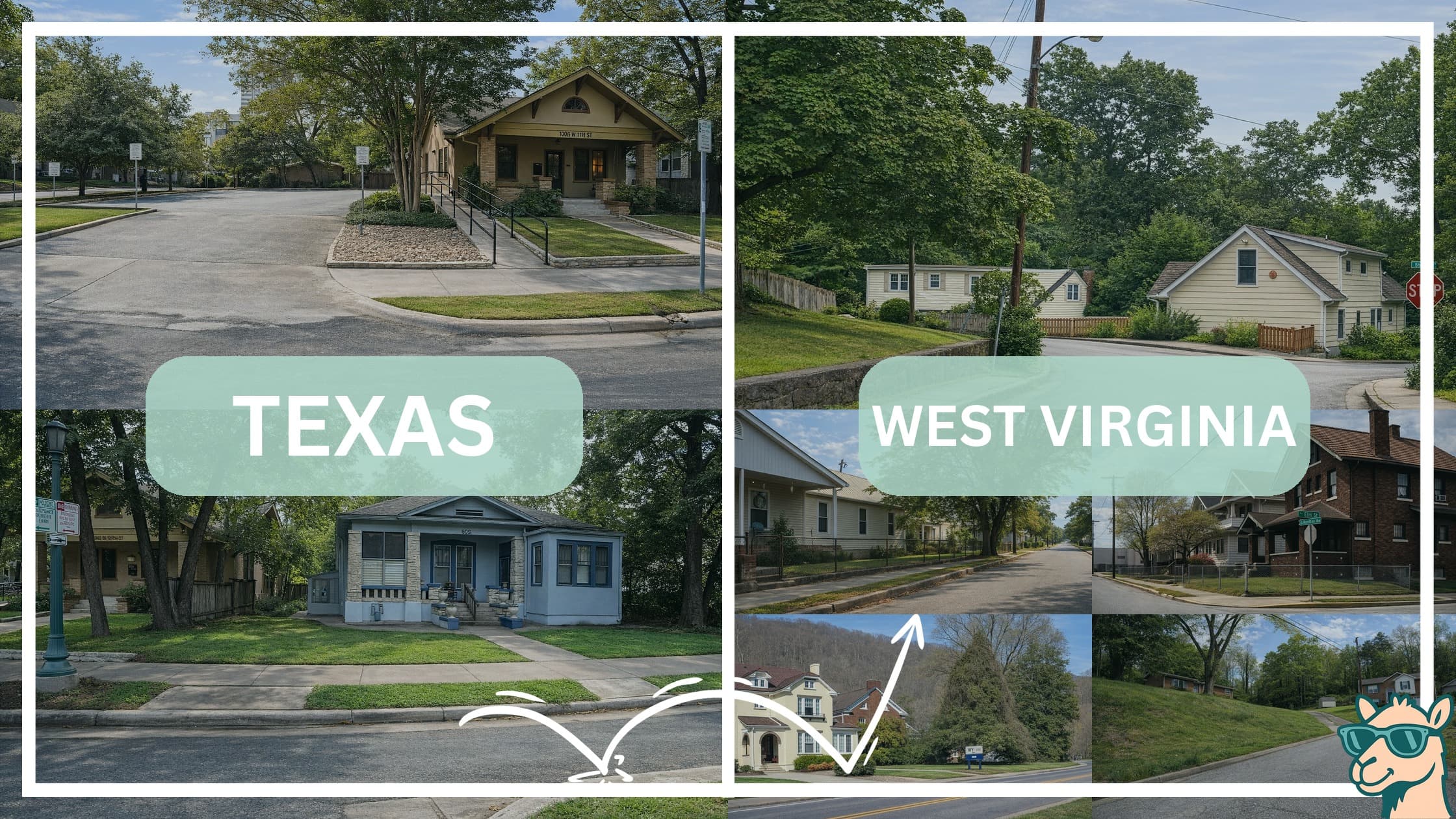 comparison of housing options and types between neighborhoods in Texas and West Virginia