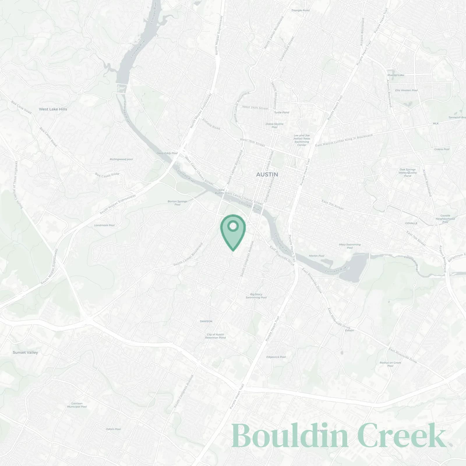 Bouldin Creek map