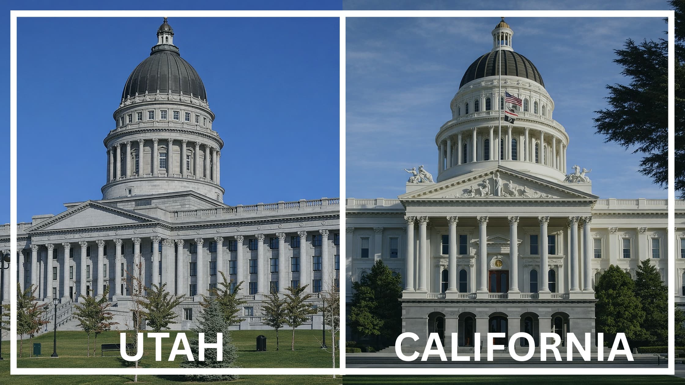 Comparing the state capitol buildings between Utah and California.