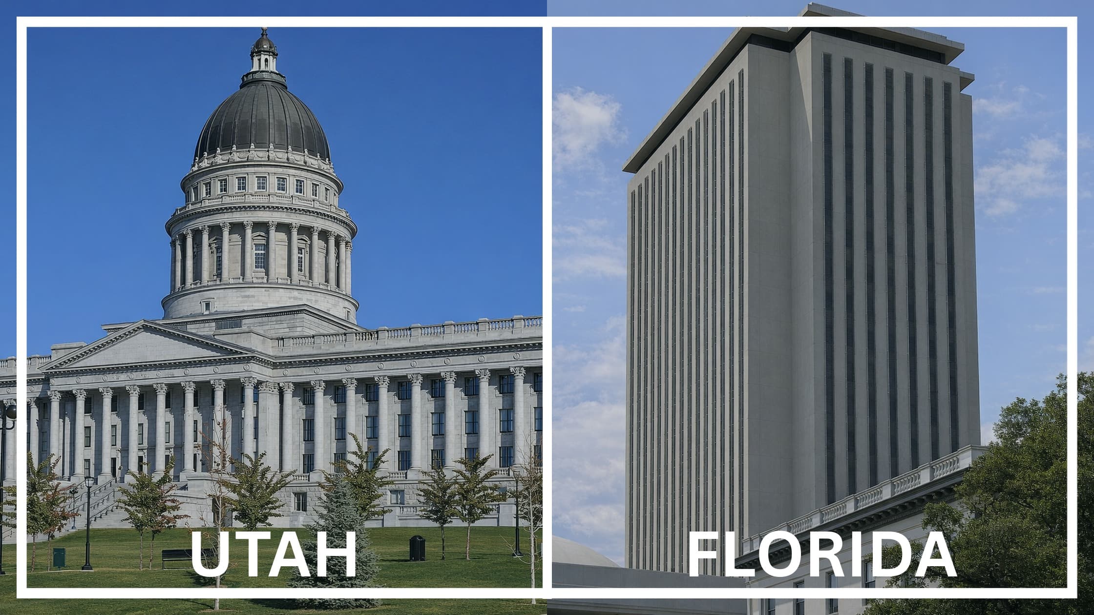 Comparing the state capitol buildings between Utah and Florida.