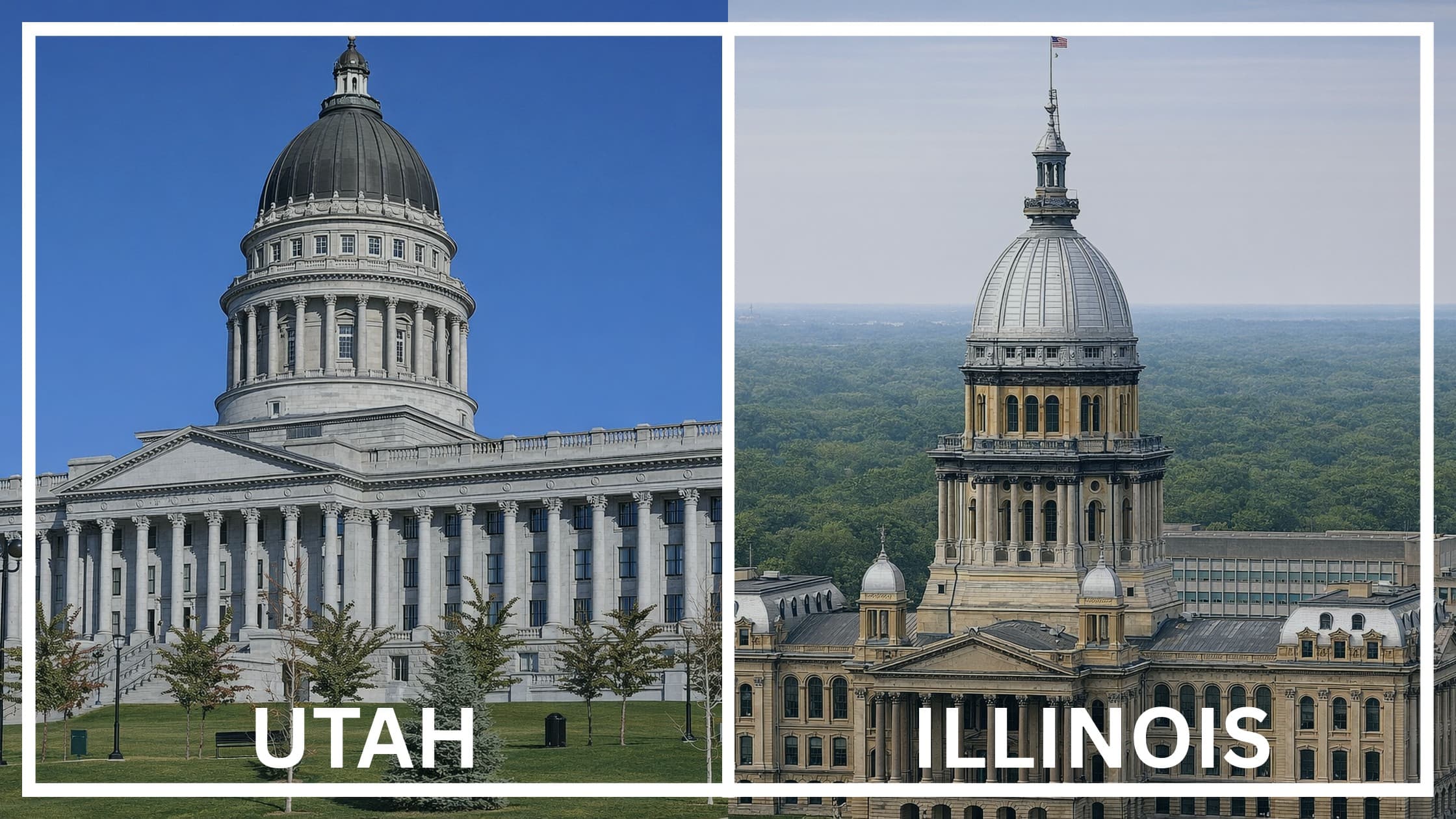 Comparing the state capitol buildings between Utah and Illinois.