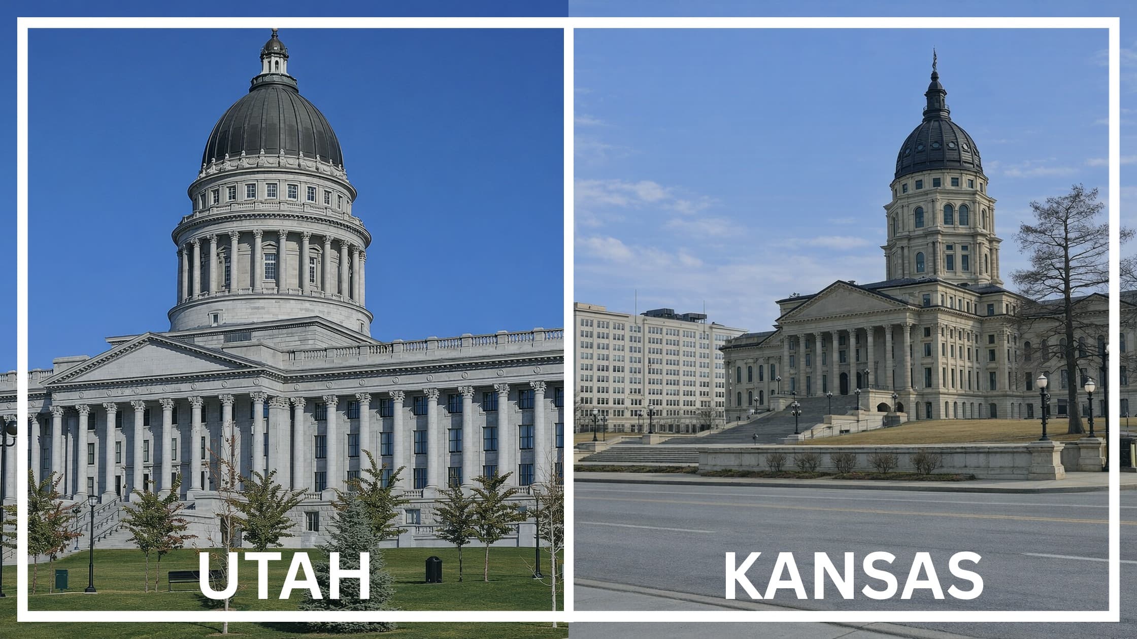 Comparing the state capitol buildings between Utah and Kansas.