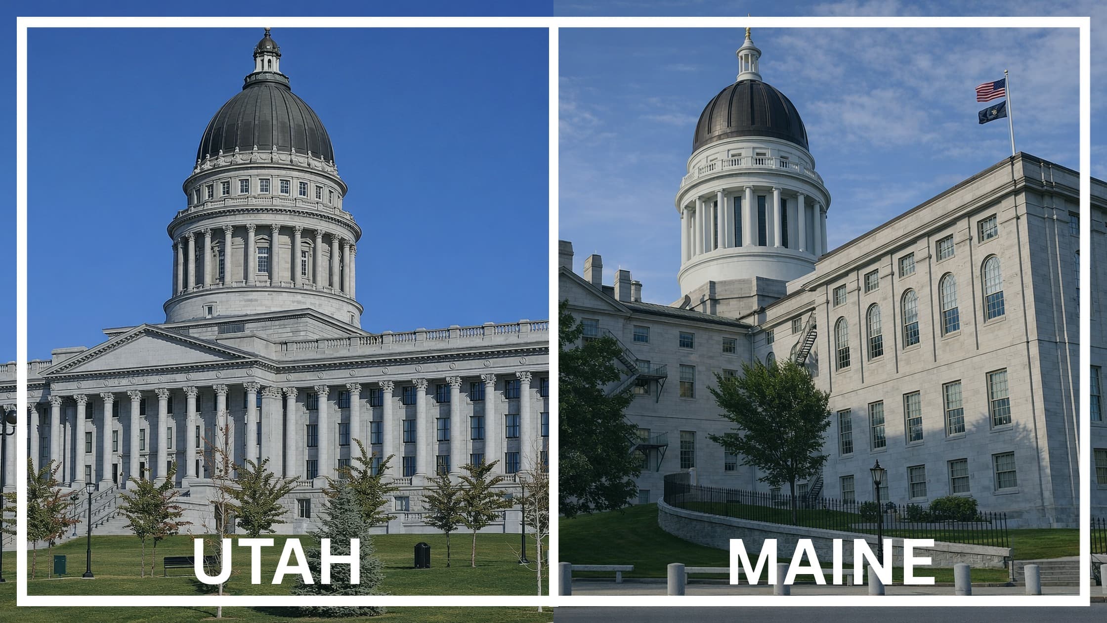 Comparing the state capitol buildings between Utah and Maine.
