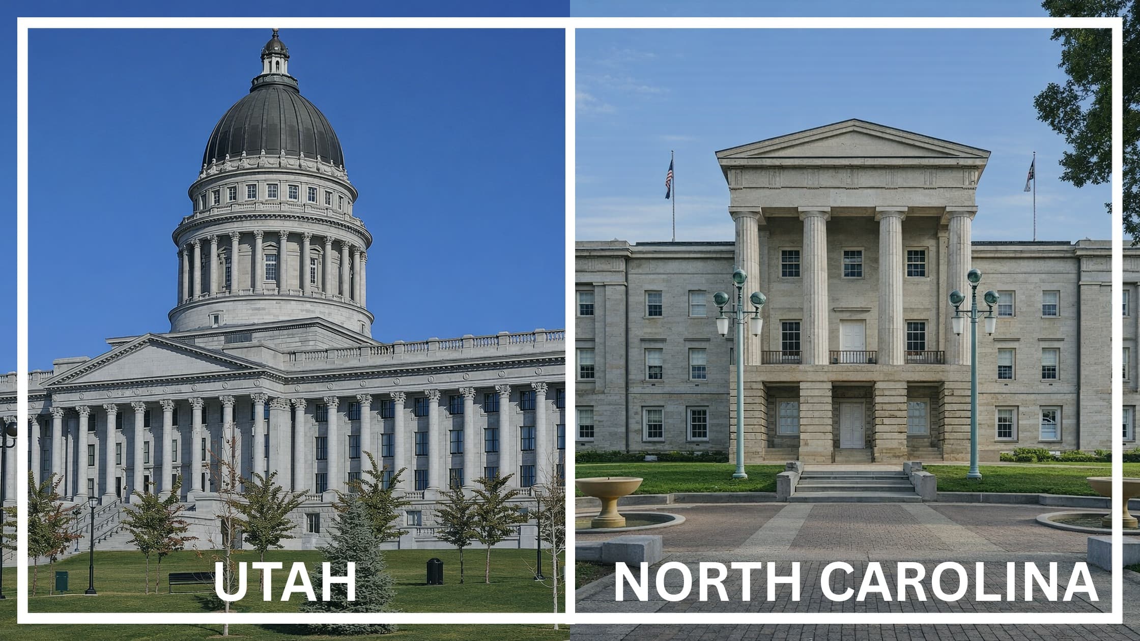 Comparing the state capitol buildings between Utah and North Carolina.