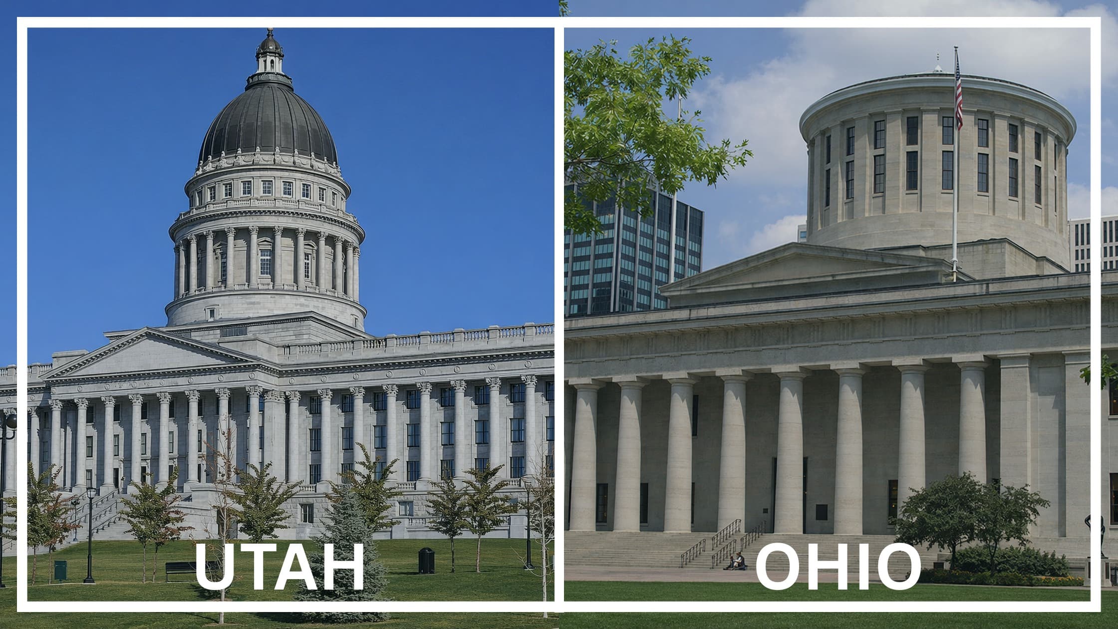Comparing the state capitol buildings between Utah and Ohio.