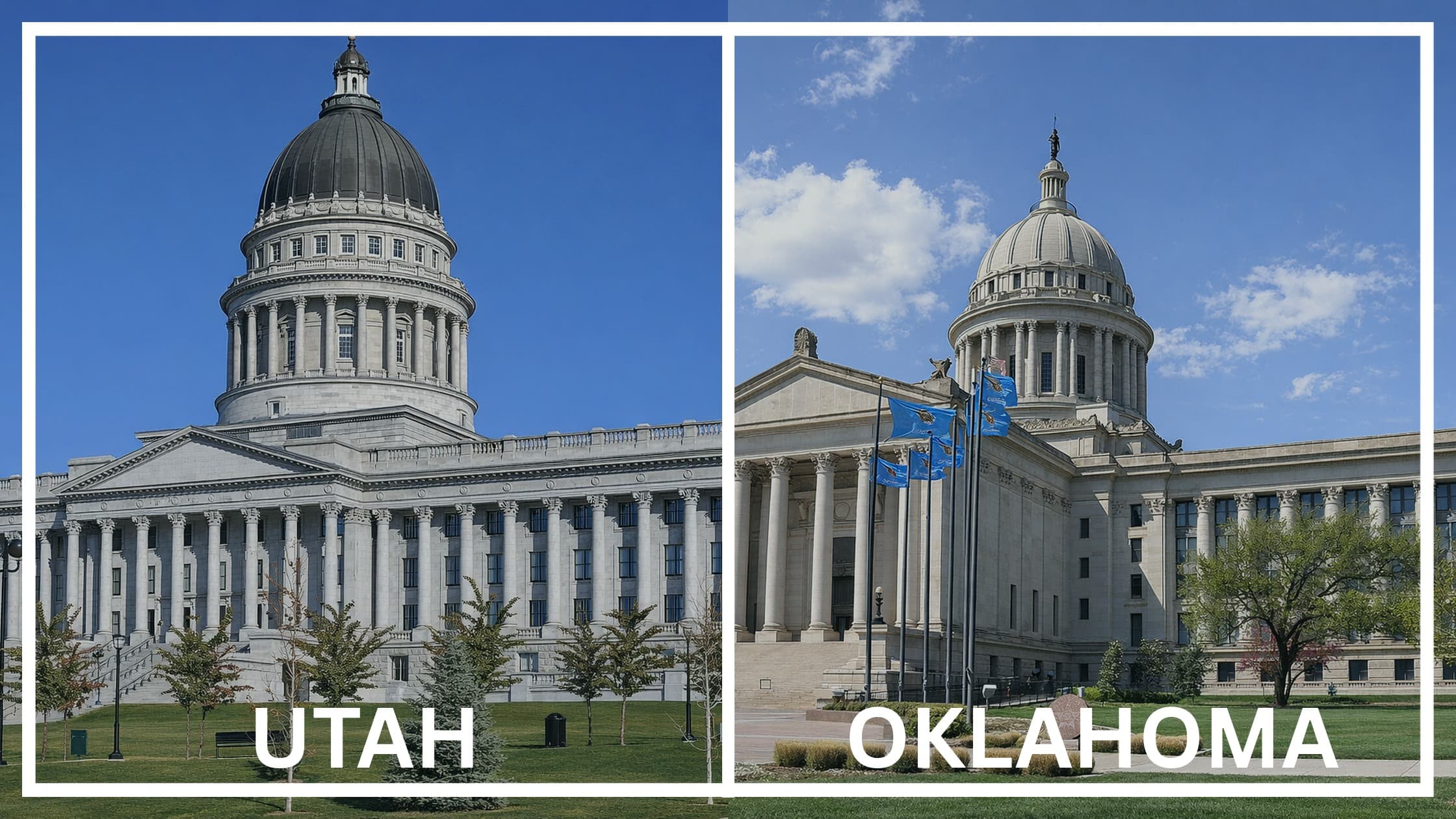 Comparing the state capitol buildings between Utah and Oklahoma.