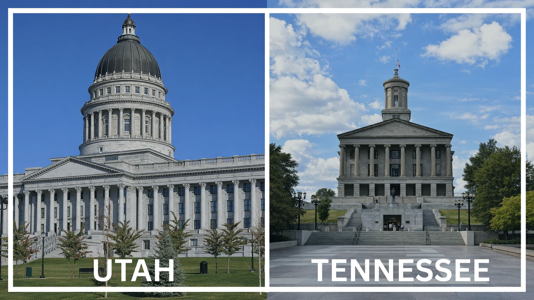 Comparing the state capitol buildings between Utah and Tennessee.