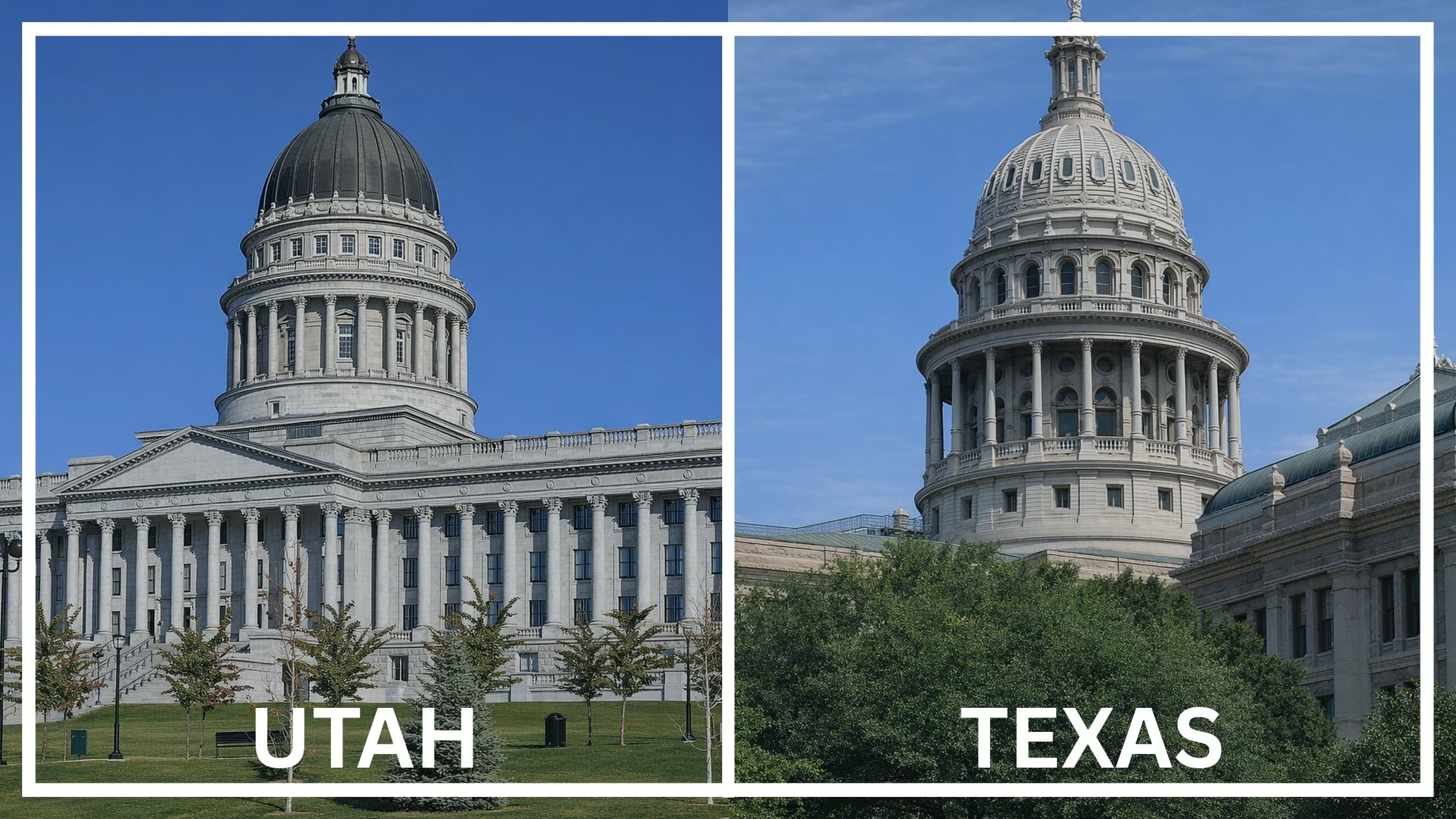 Comparing the state capitol buildings between Utah and Texas.