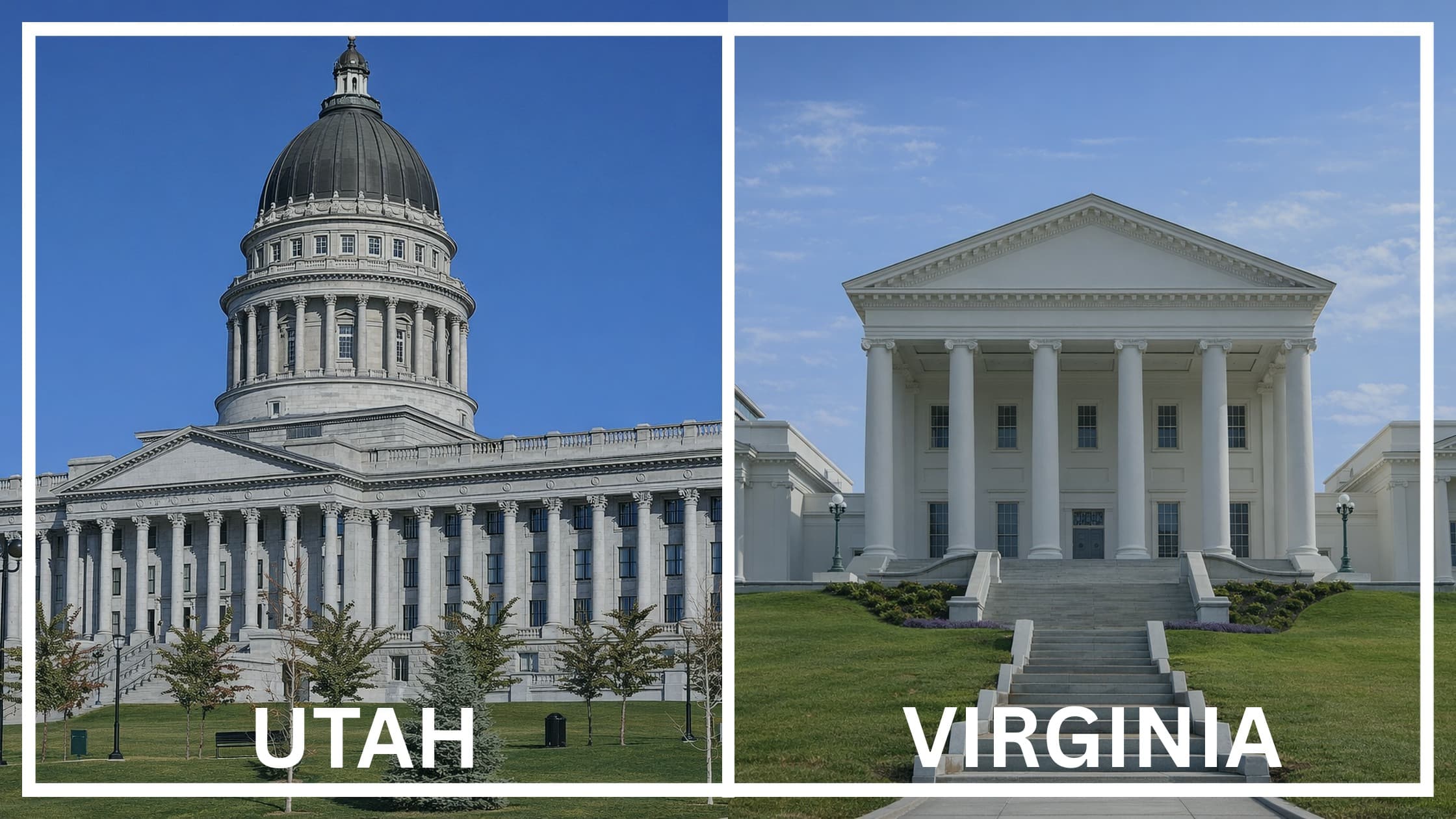 Comparing the state capitol buildings between Utah and Virginia.