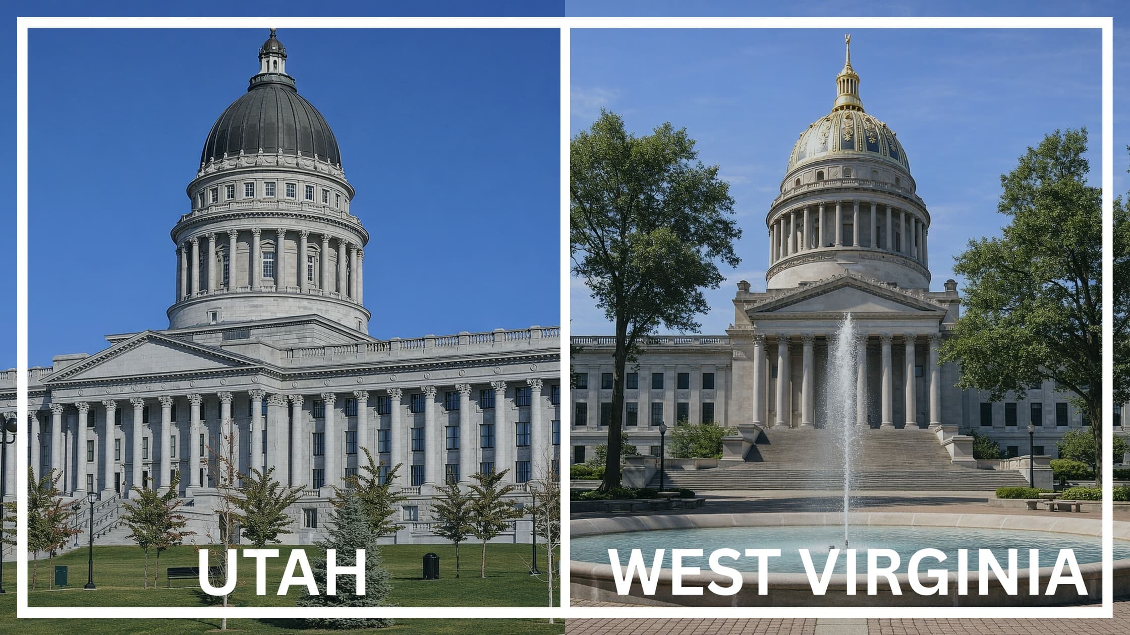 Comparing the state capitol buildings between Utah and West Virginia.