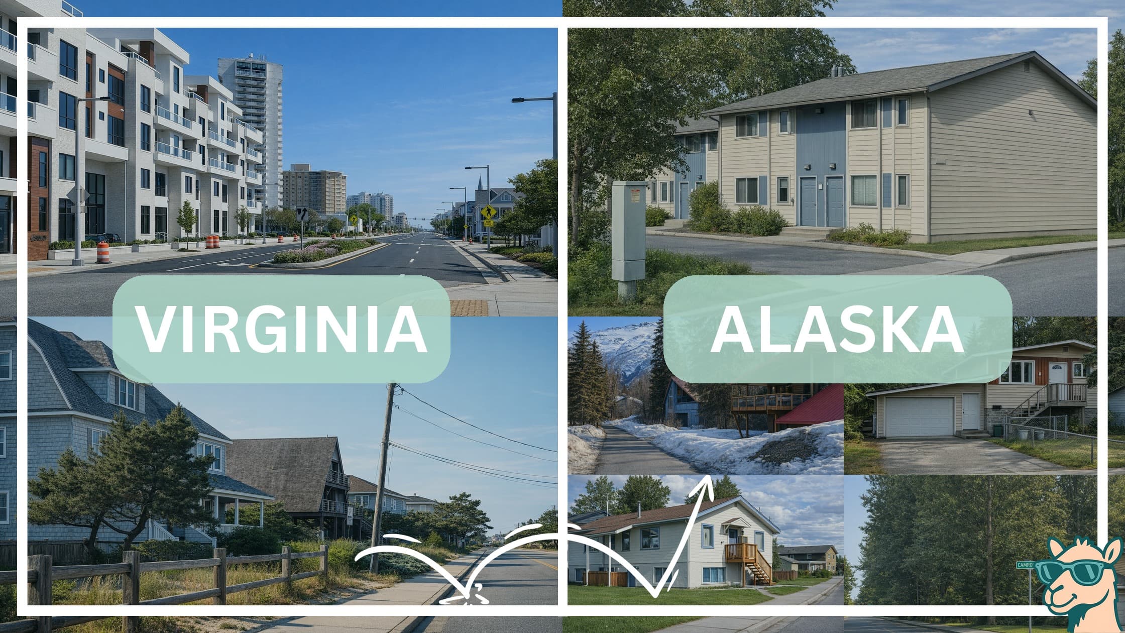 comparison of housing options and types between neighborhoods in Virginia and Alaska