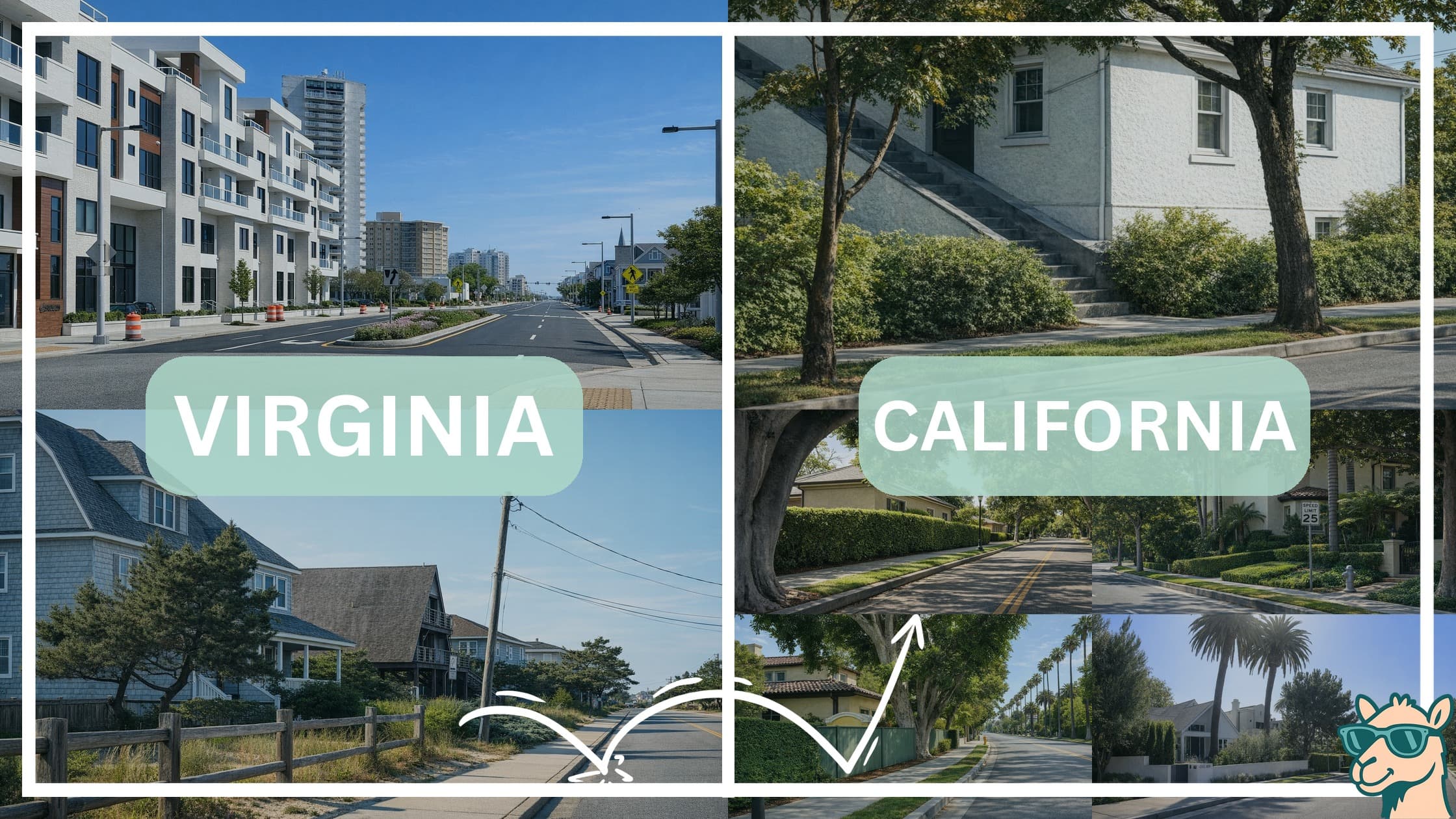 comparison of housing options and types between neighborhoods in Virginia and California
