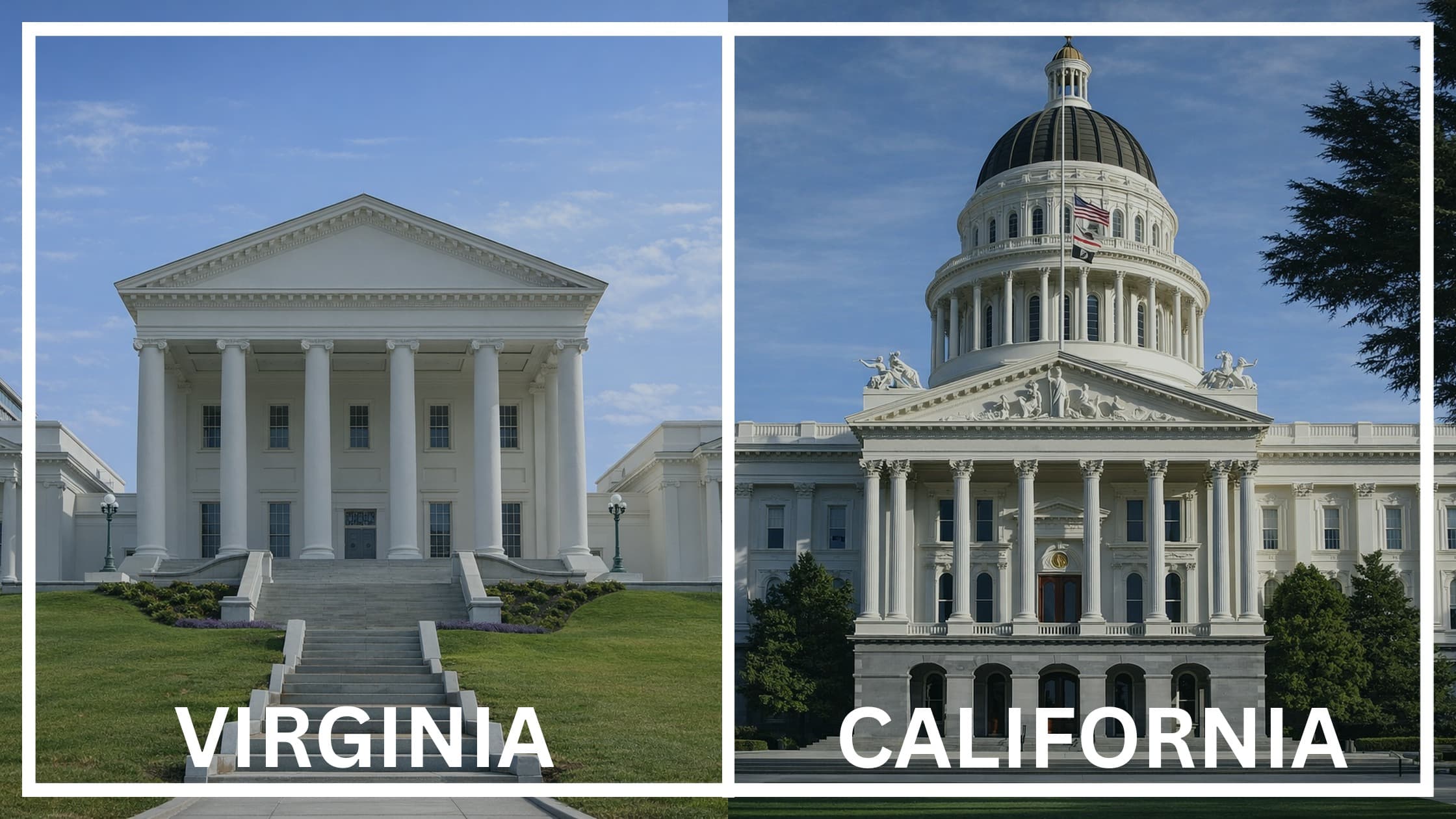Comparing the state capitol buildings between Virginia and California.