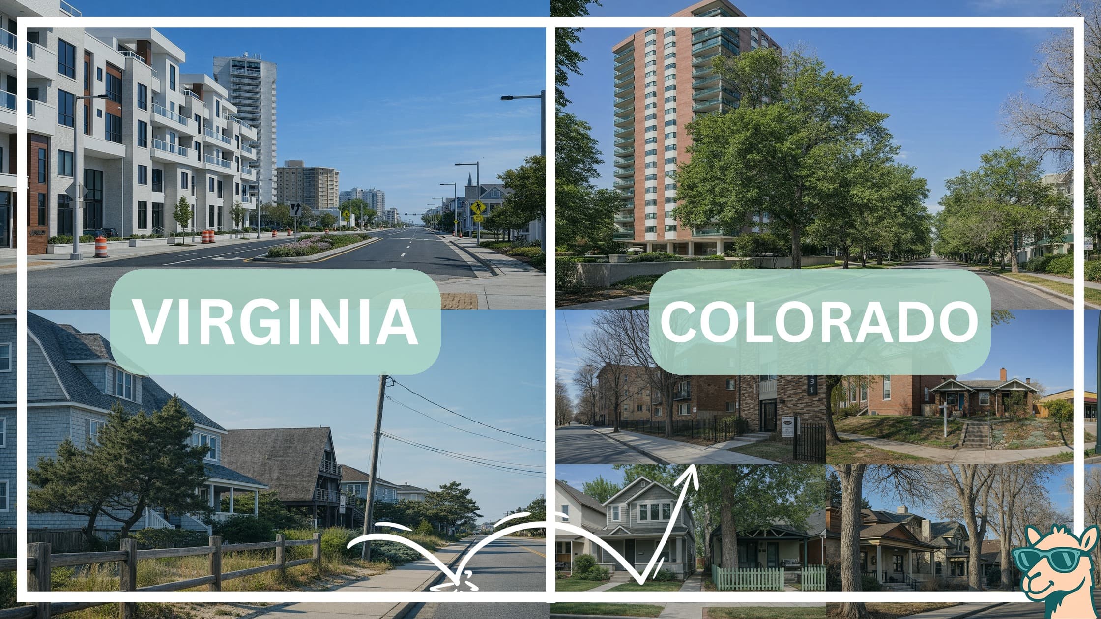 comparison of housing options and types between neighborhoods in Virginia and Colorado
