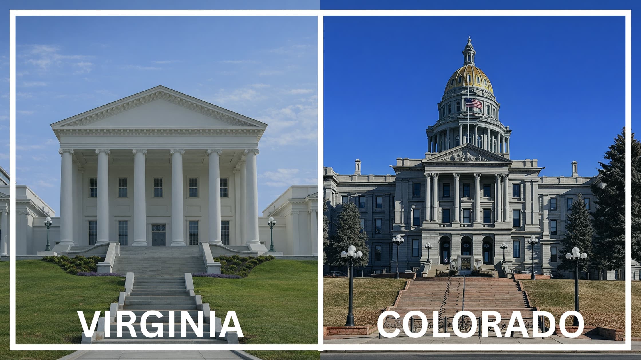 Comparing the state capitol buildings between Virginia and Colorado.
