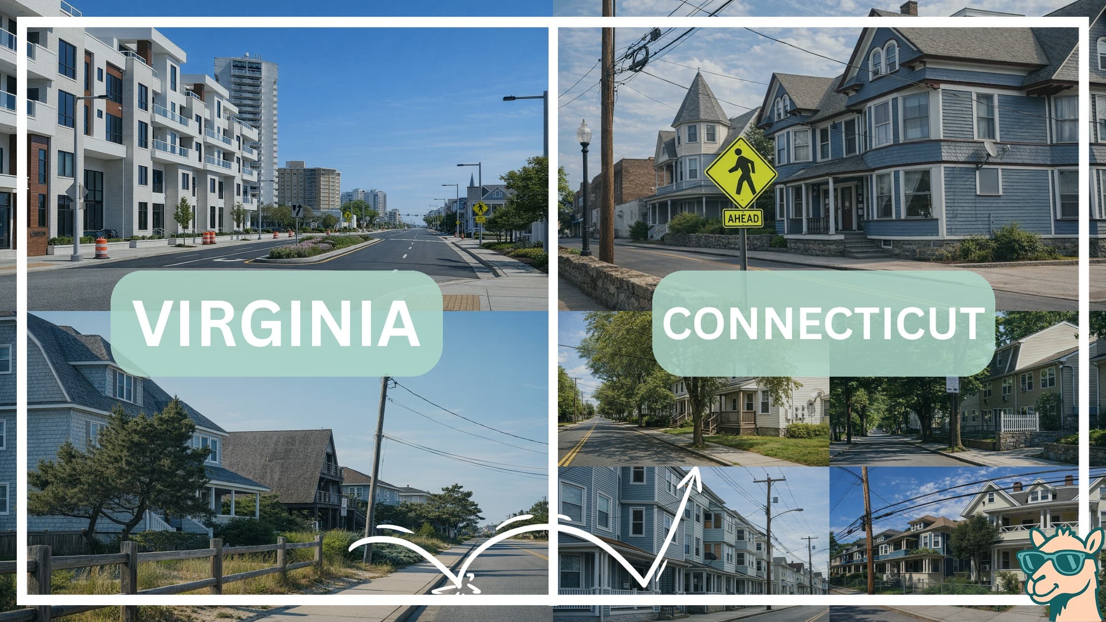 comparison of housing options and types between neighborhoods in Virginia and Connecticut