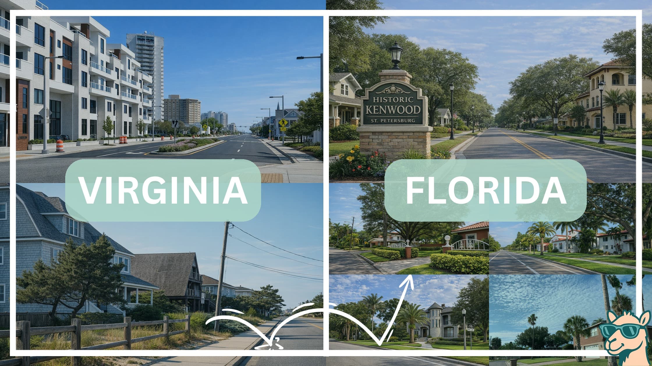 comparison of housing options and types between neighborhoods in Virginia and Florida