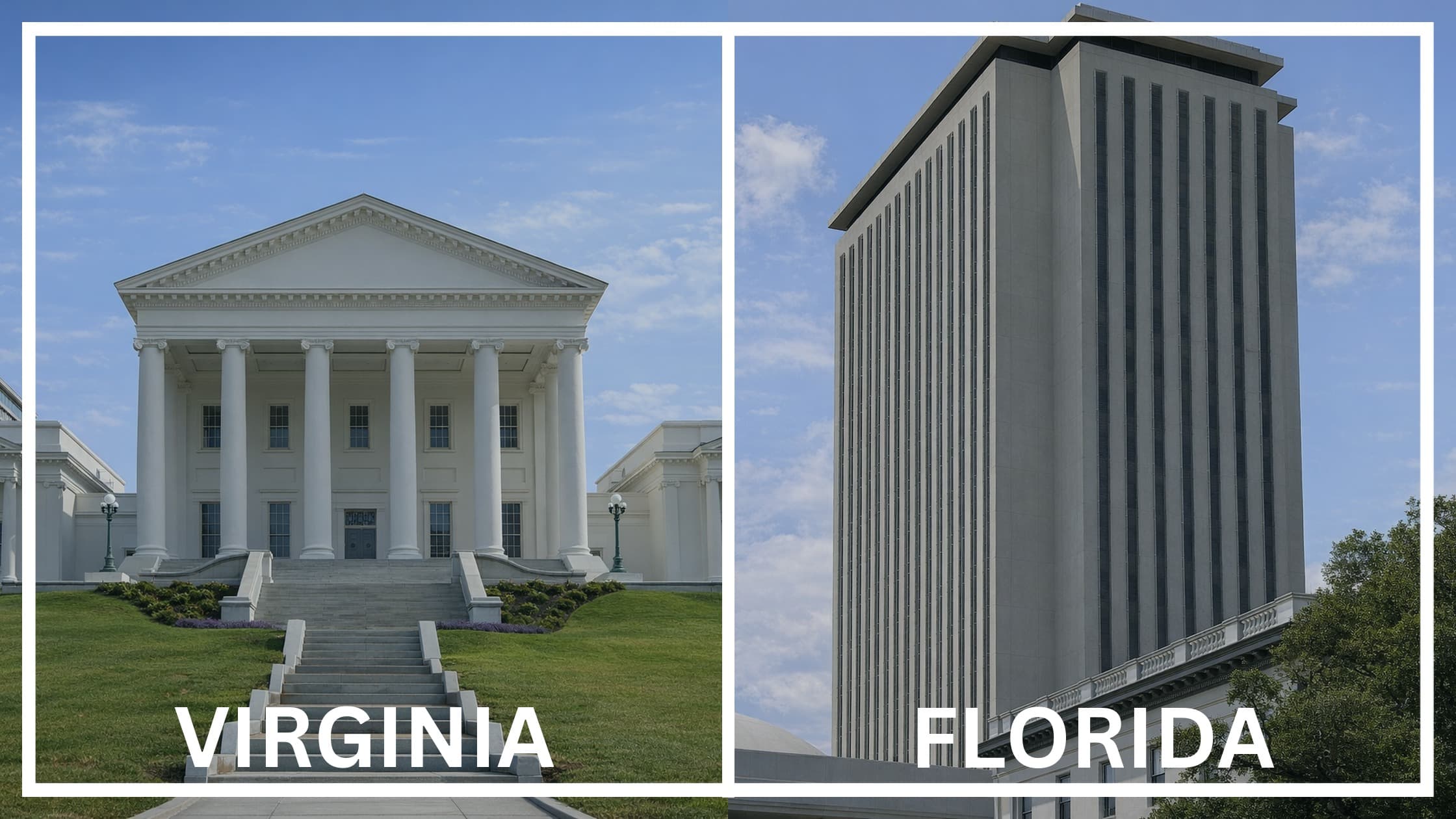 Comparing the state capitol buildings between Virginia and Florida.