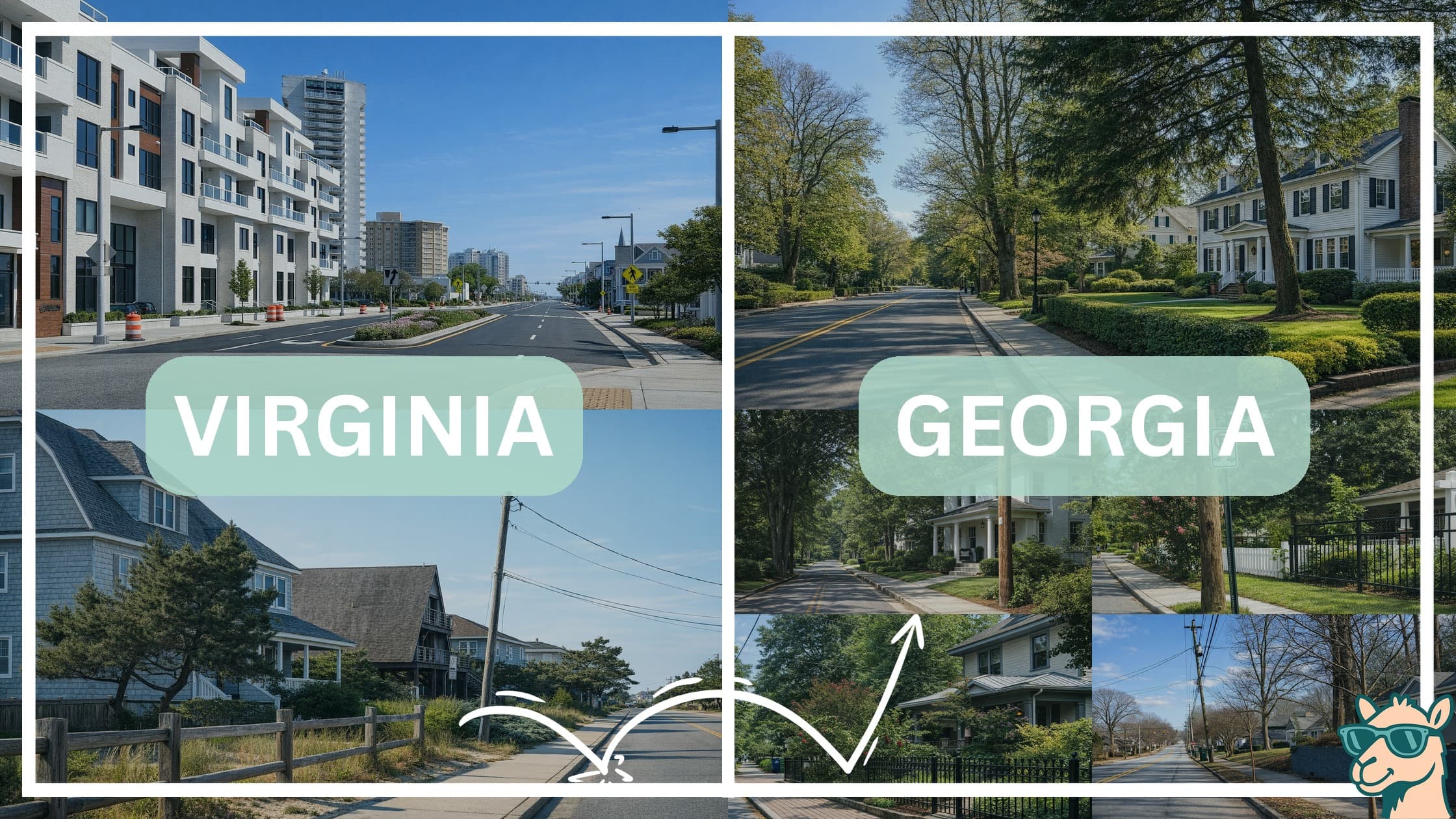 comparison of housing options and types between neighborhoods in Virginia and Georgia