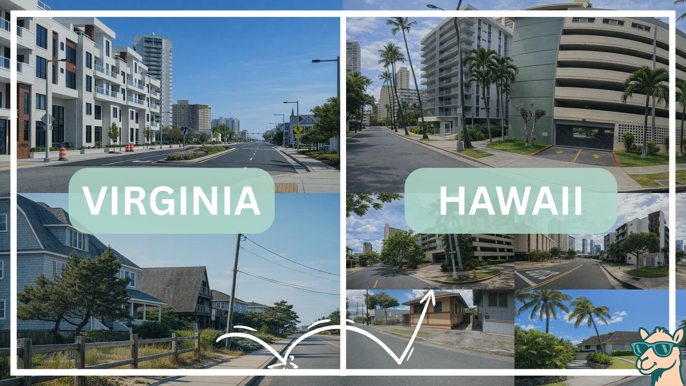 comparison of housing options and types between neighborhoods in Virginia and Hawaii