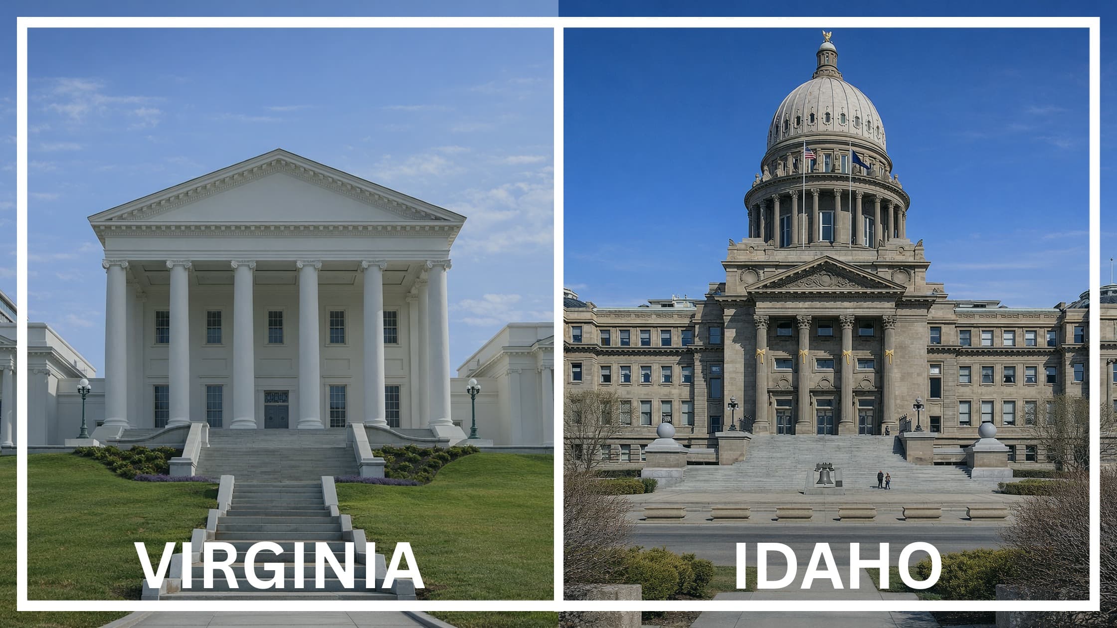 Comparing the state capitol buildings between Virginia and Idaho.