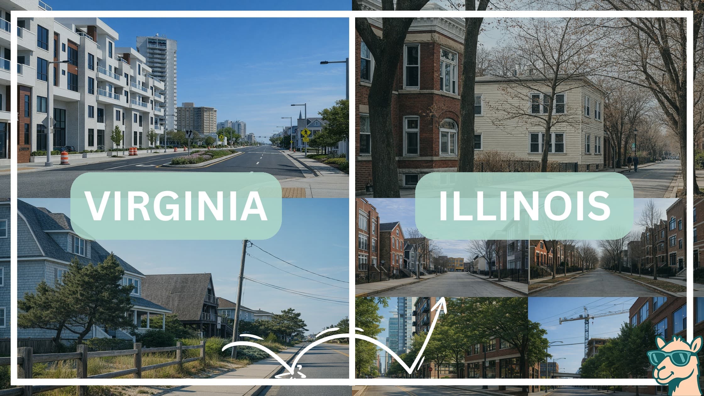 comparison of housing options and types between neighborhoods in Virginia and Illinois