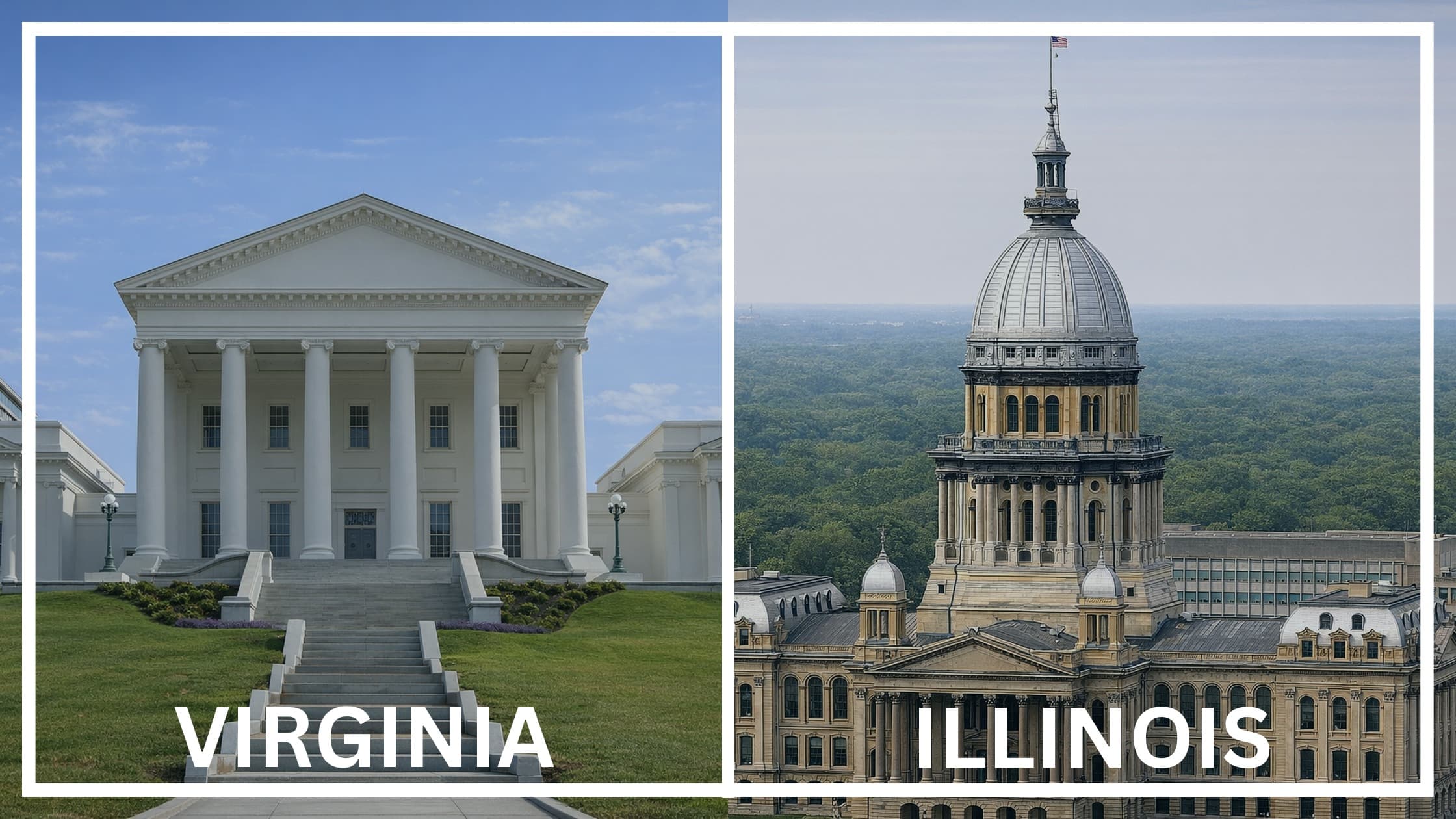 Comparing the state capitol buildings between Virginia and Illinois.