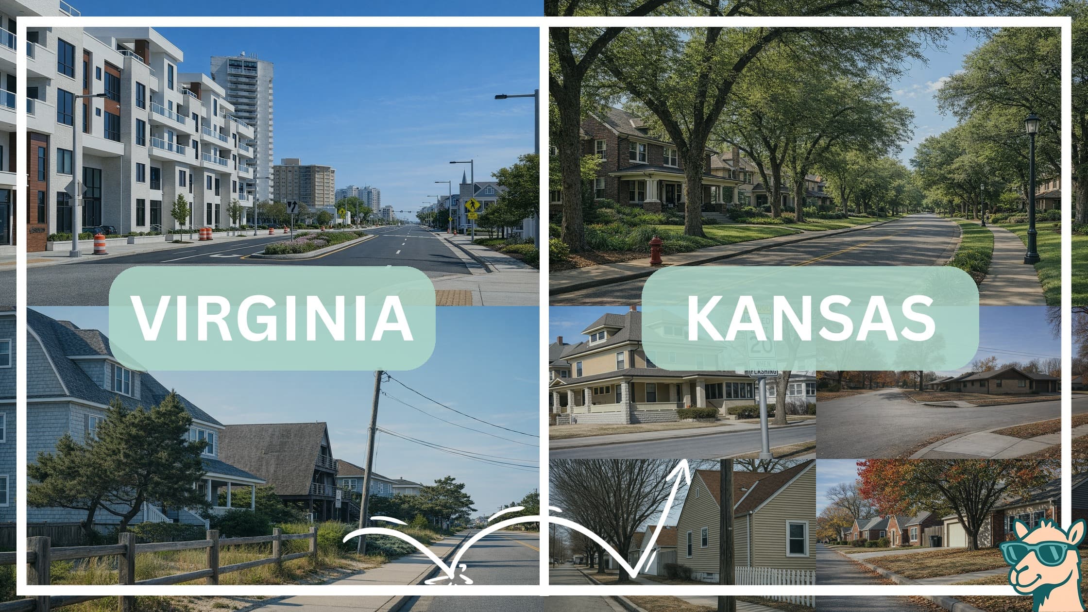 comparison of housing options and types between neighborhoods in Virginia and Kansas