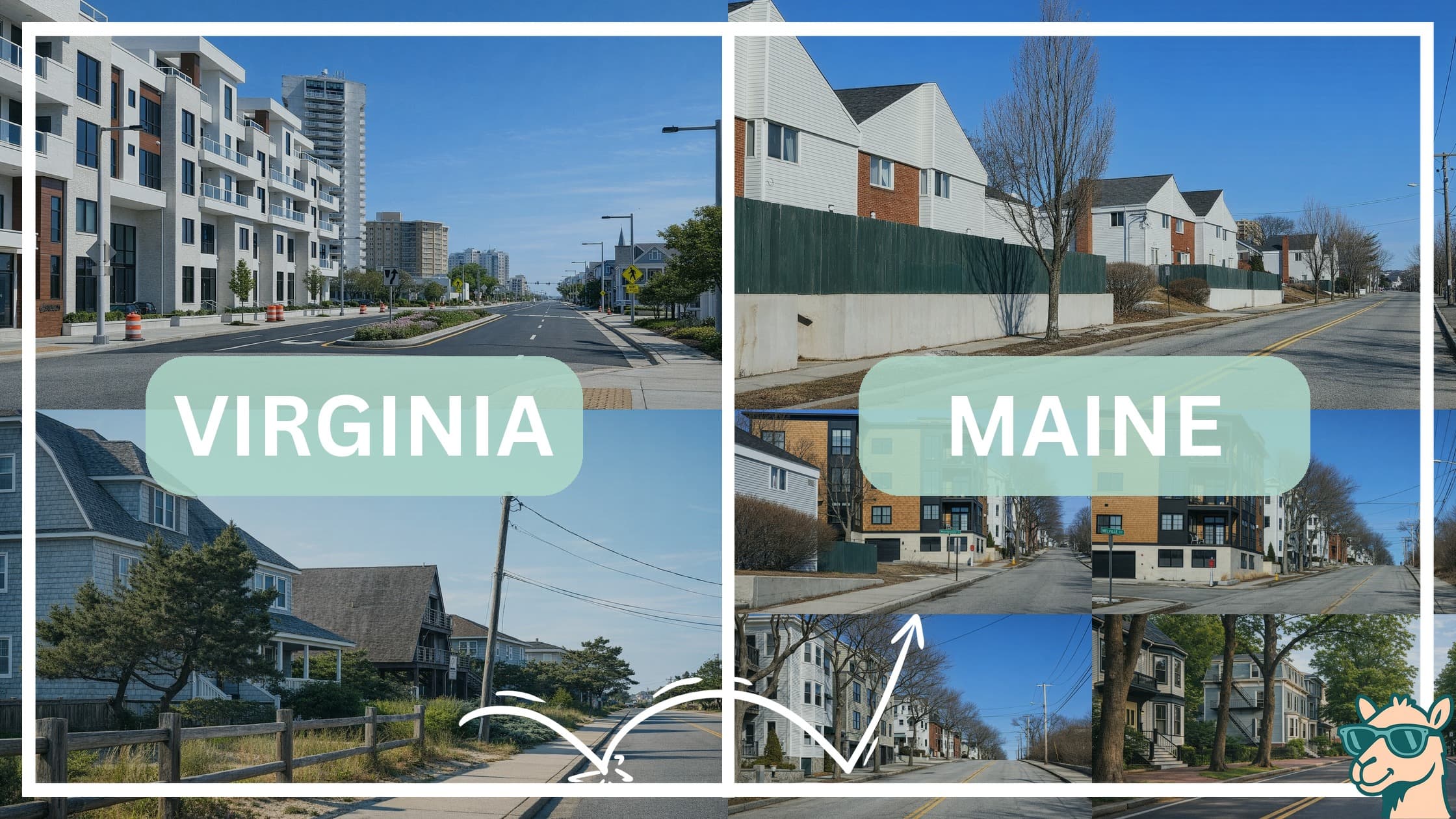 comparison of housing options and types between neighborhoods in Virginia and Maine