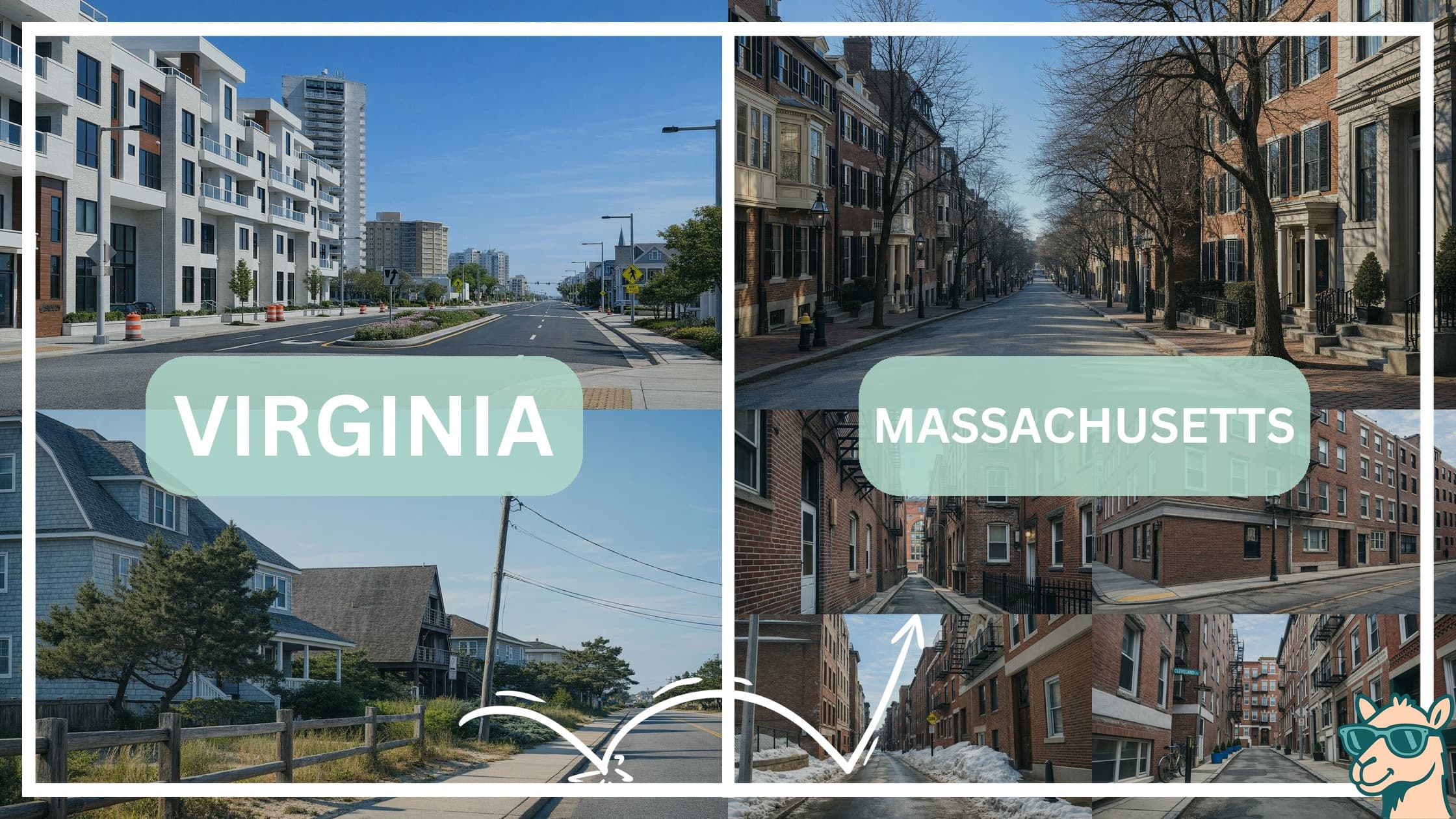 comparison of housing options and types between neighborhoods in Virginia and Massachusetts