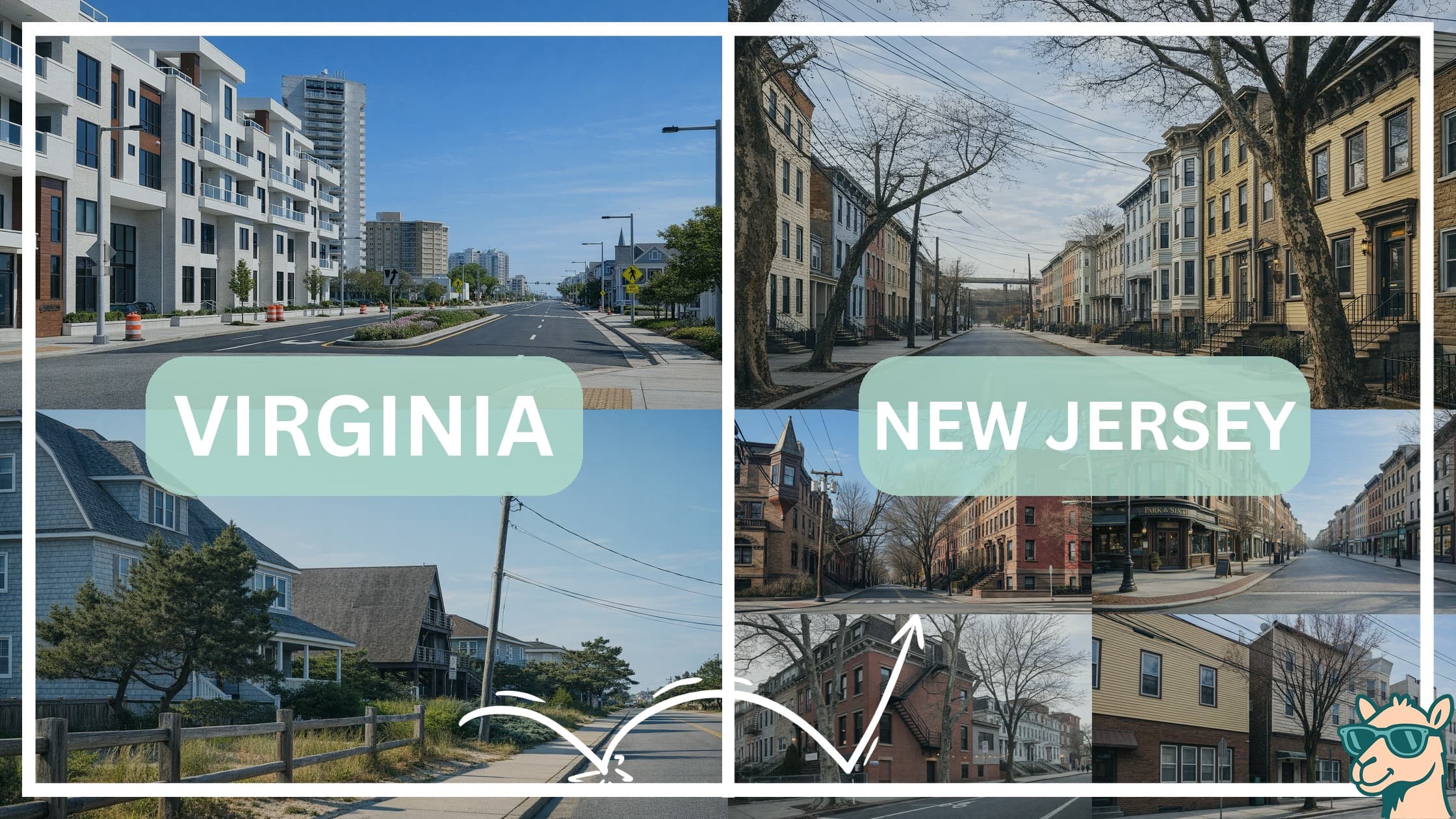 comparison of housing options and types between neighborhoods in Virginia and New Jersey